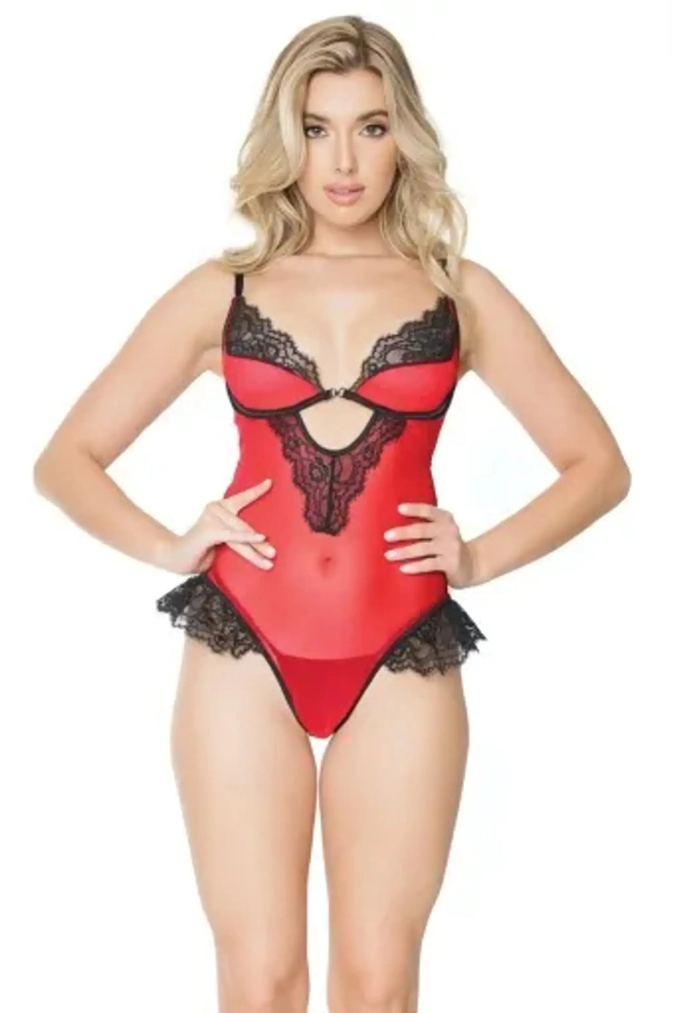 Coquette Crotchless Teddy - Color: Red | Pack Of: 1 | Style: Clothing Coquette