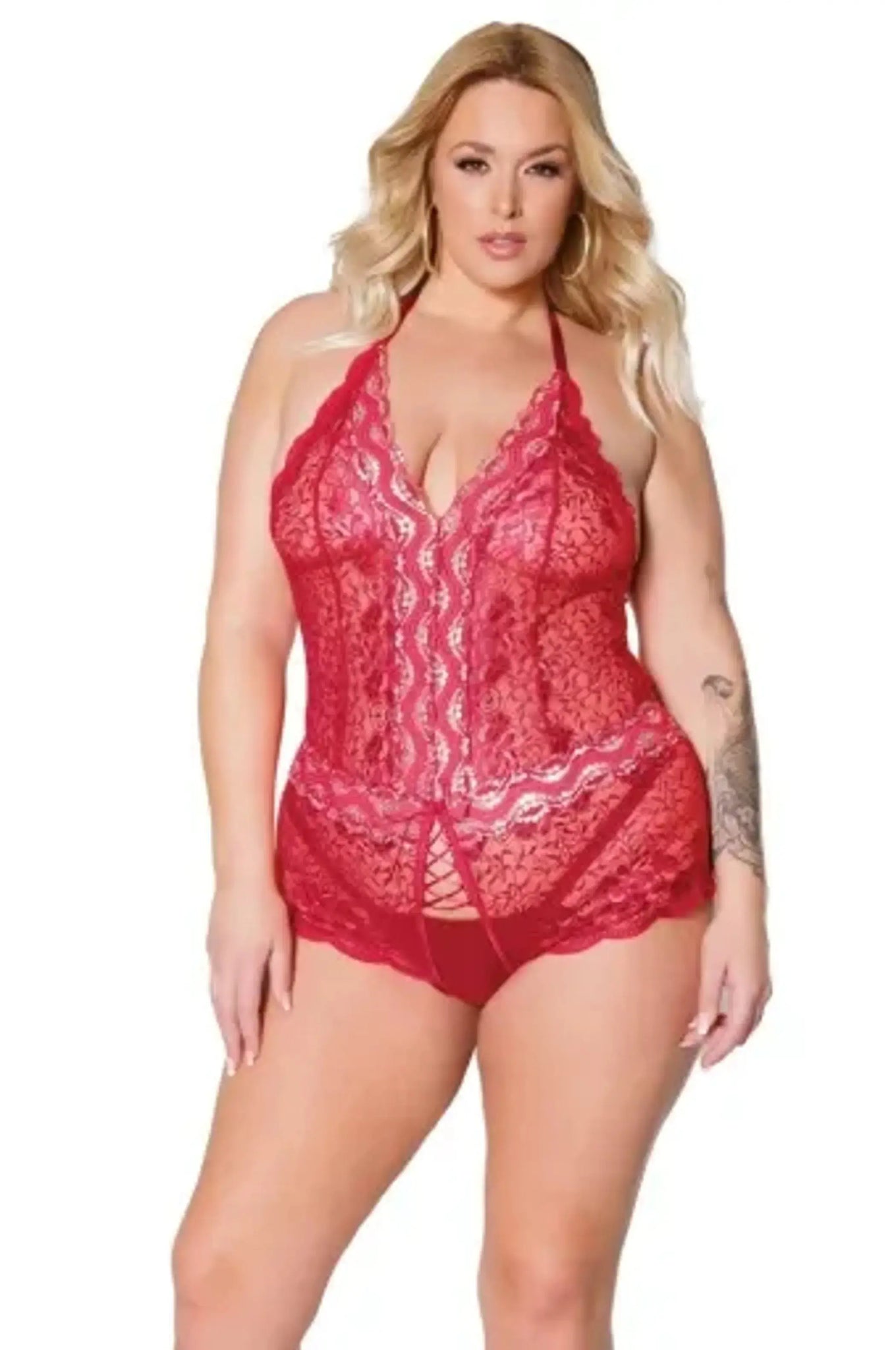 Coquette Crotchless Teddy - Color: Red | Pack Of: 1 | Style: Clothing Coquette
