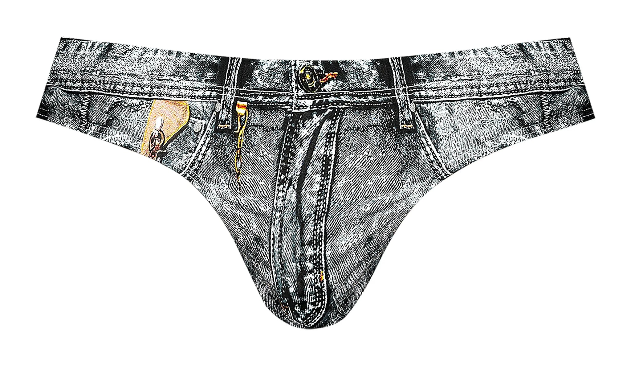 DIRTY DENIM BIKINI BLUE SMALL Male Power Lingerie