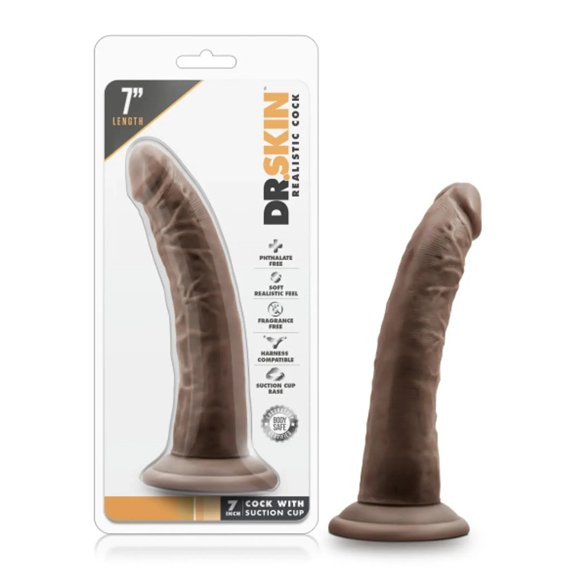 DR SKIN 7 COCK W SUCTION CUP CHOCOLATE " Blush Novelties