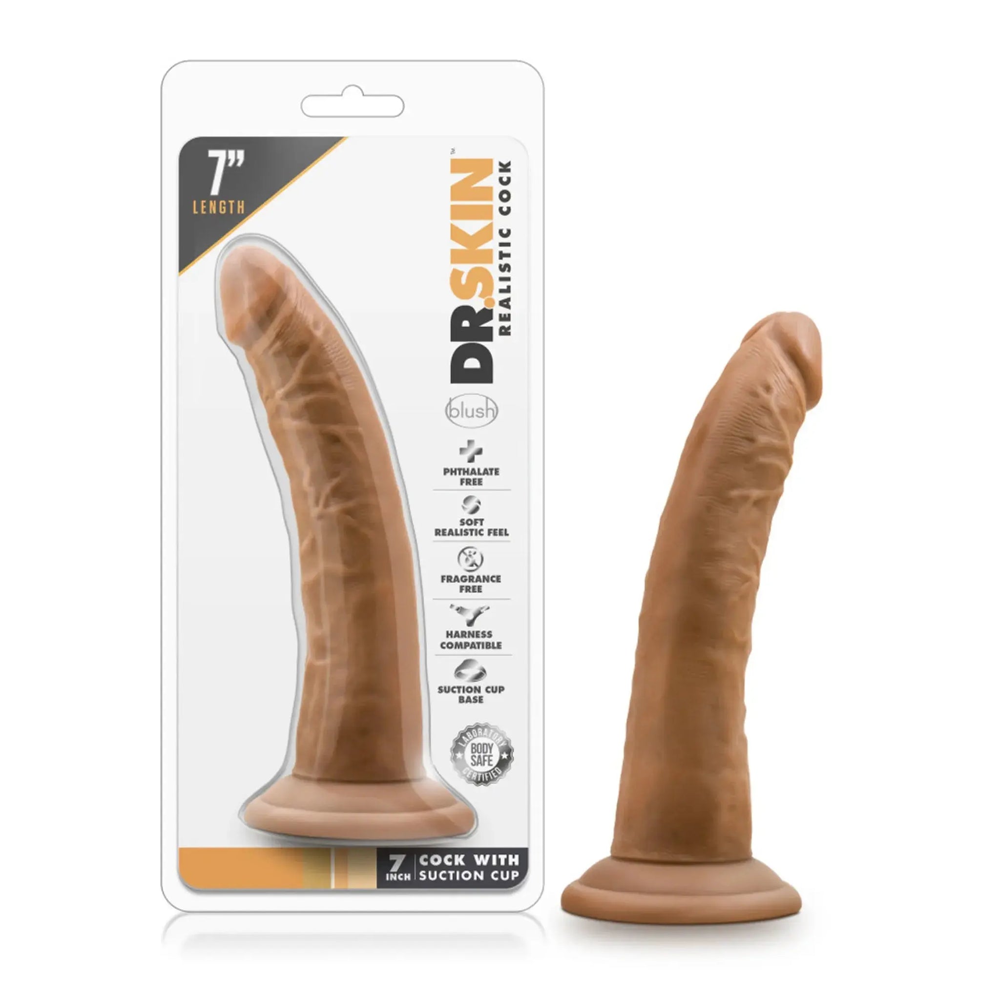 DR SKIN 7 COCK W SUCTION CUP MOCHA " Blush Novelties