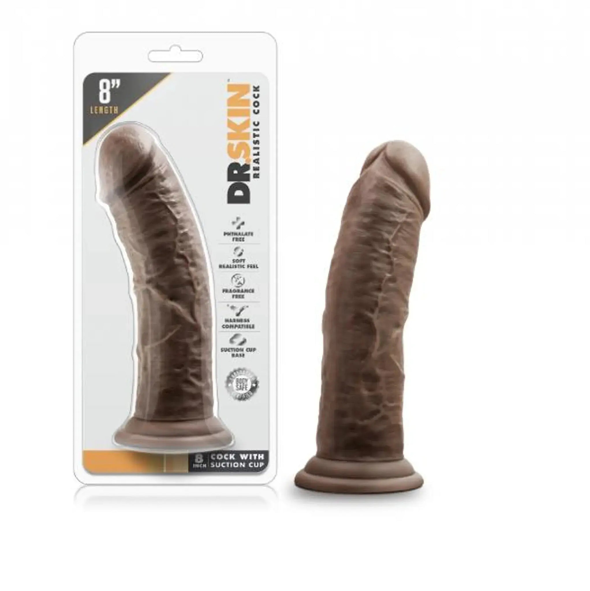 DR SKIN 8 COCK W SUCTION CUP CHOCOLATE " Blush Novelties