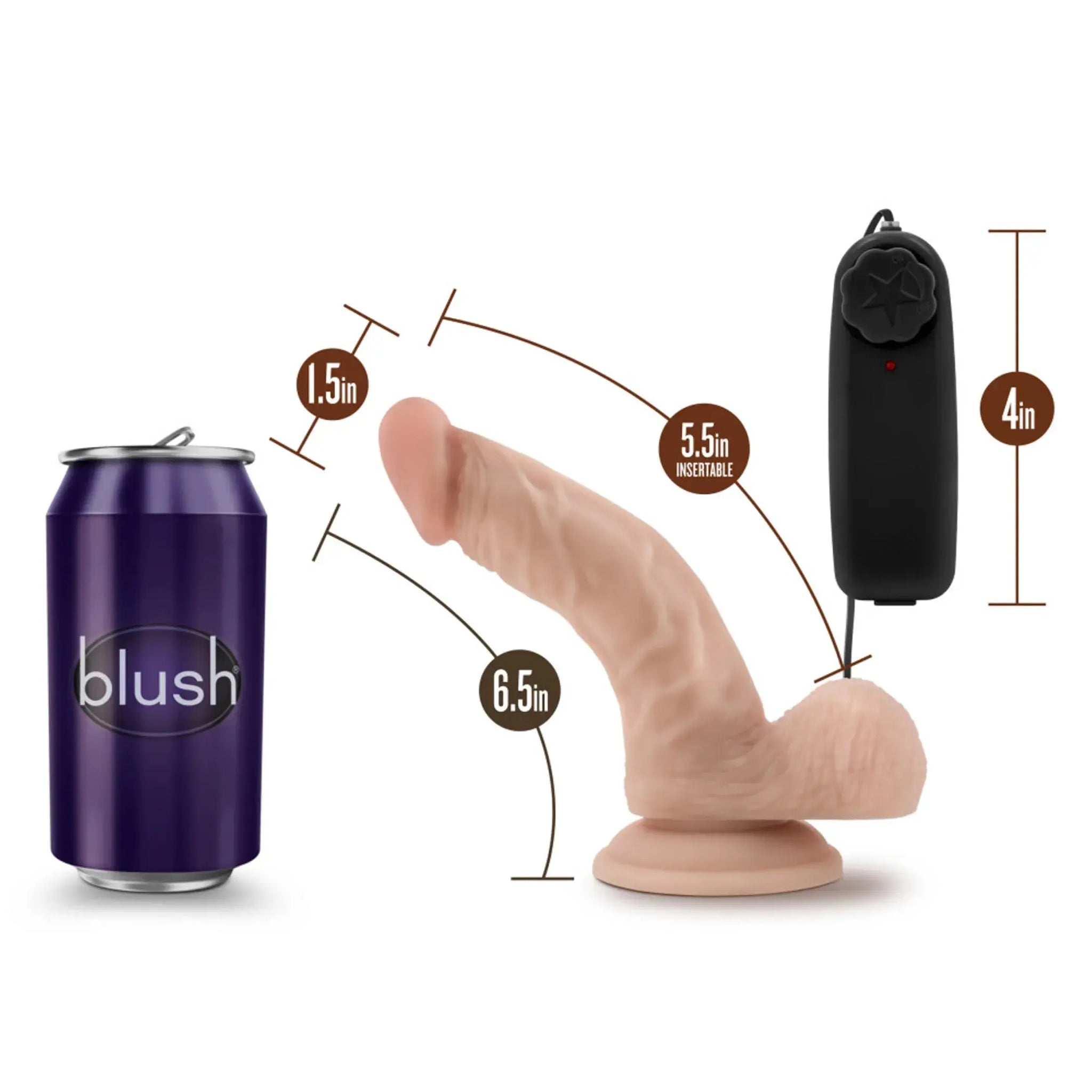DR SKIN DR KEN 6.5IN VIBRATING COCK W/ SUCTION CUP VANILLA Blush Novelties