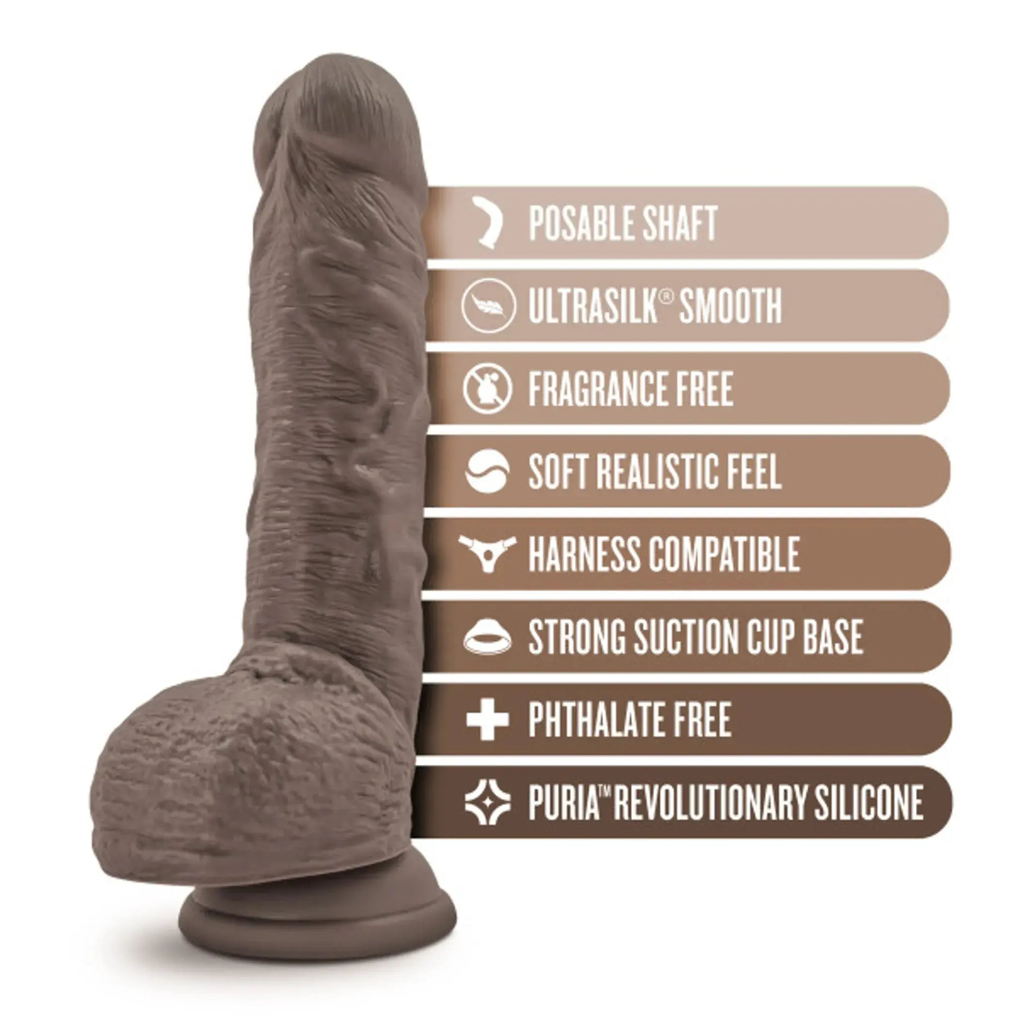 DR SKIN DR MASON 9IN DILDO W/ SUCTION CHOCOLATE Blush Novelties