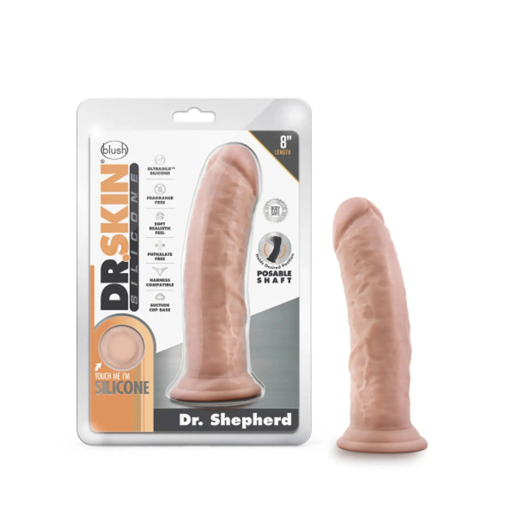 DR SKIN DR SHEPERD 8IN DILDO W/ SUCTION VANILLA Blush Novelties