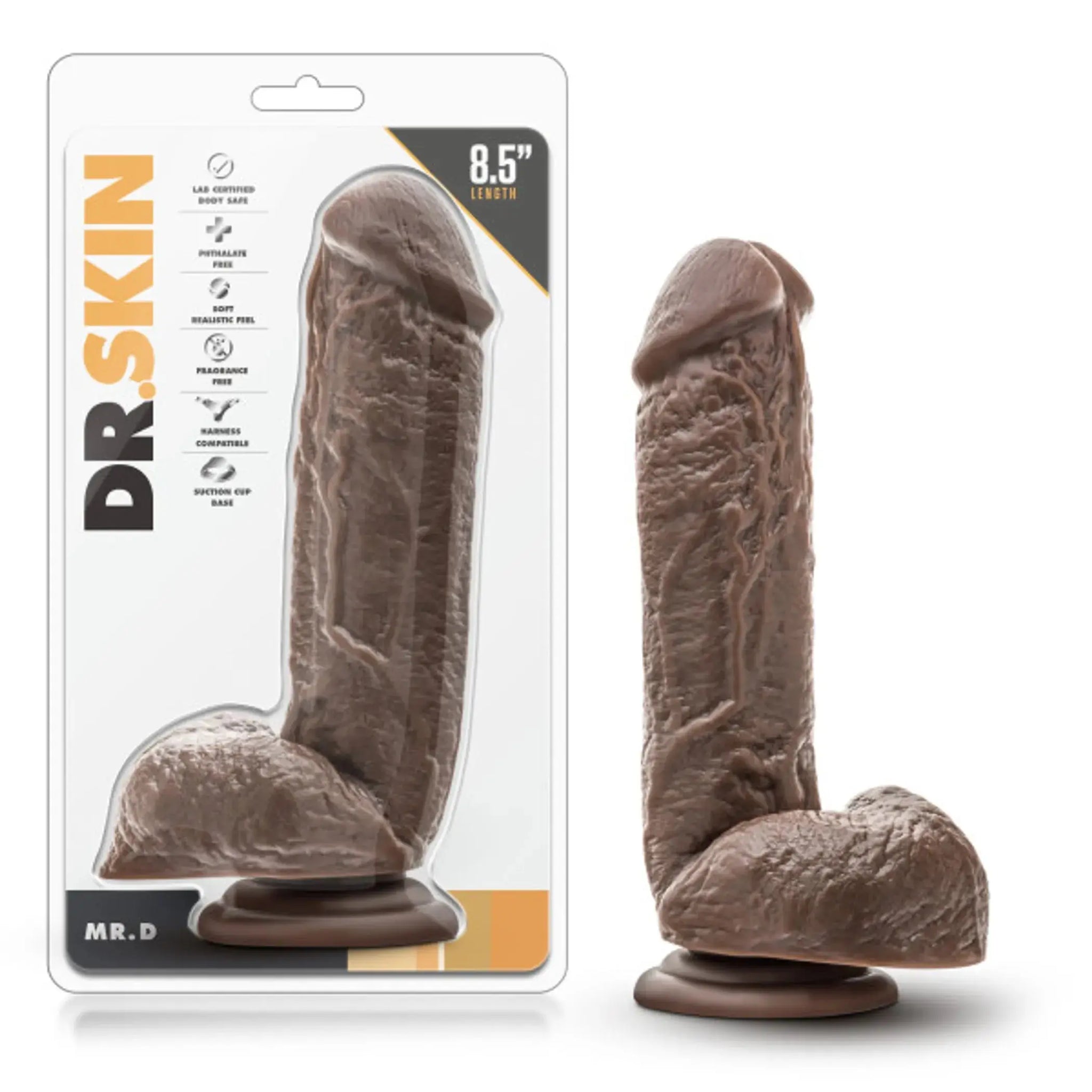 DR SKIN MR D 8.5IN DILDO W/ SUCTION CUP CHOCOLATE Blush Novelties