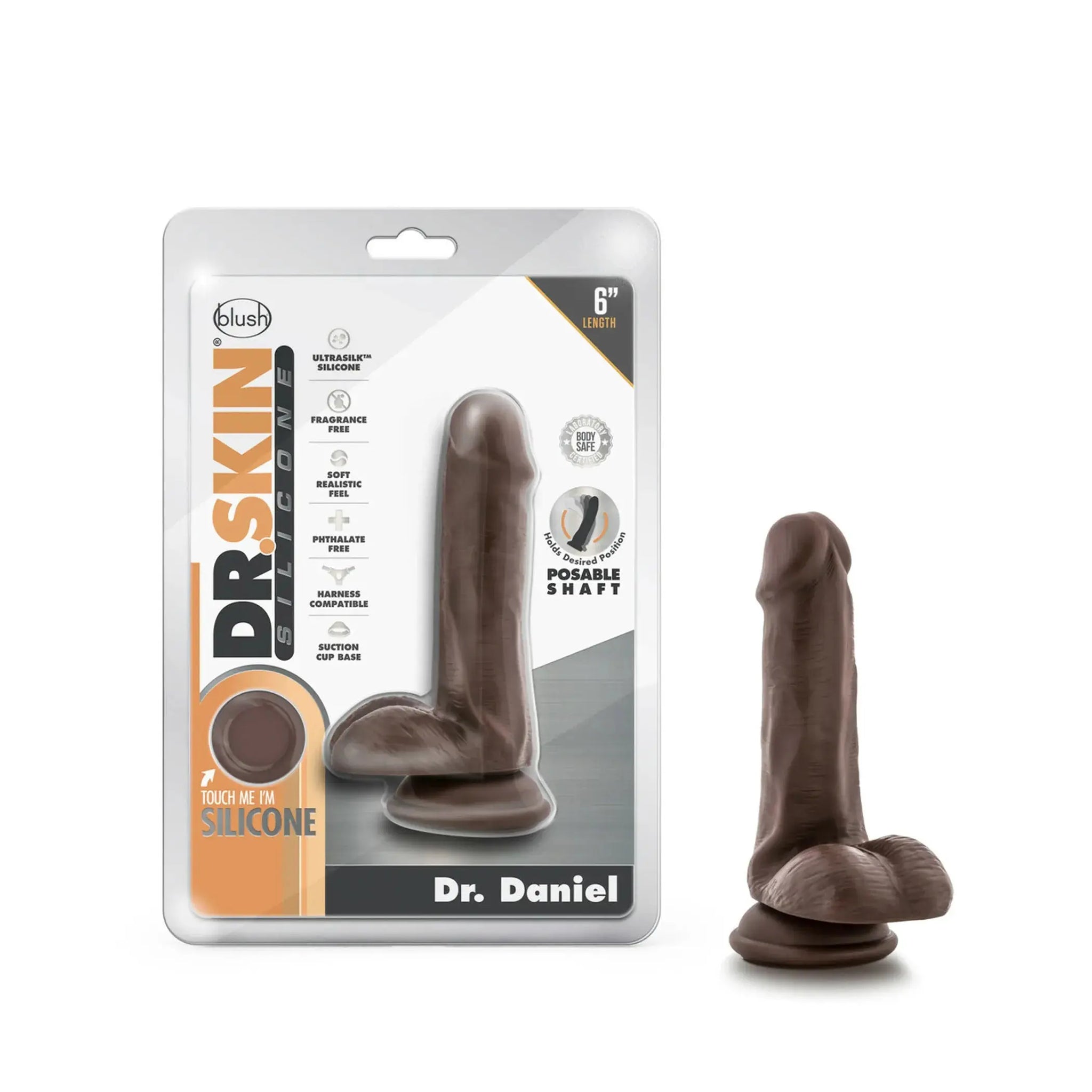 DR SKIN SILICONE DR DANIEL 6IN DILDO CHOCOLATE Blush Novelties