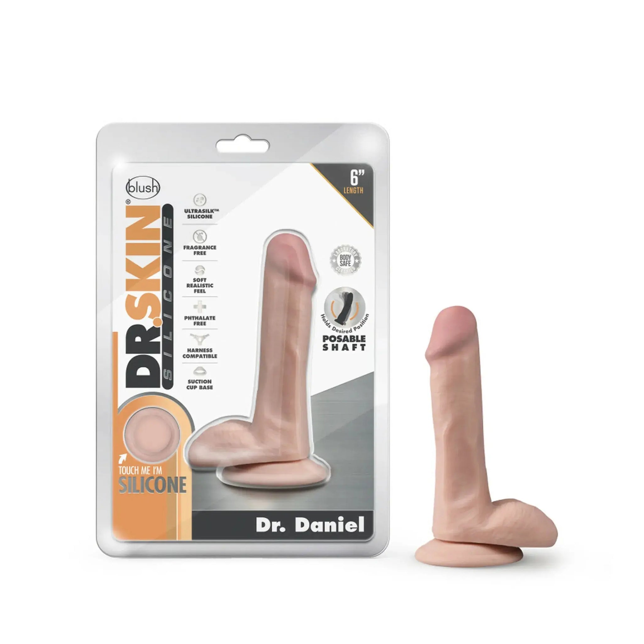 DR SKIN SILICONE DR DANIEL 6IN DILDO VANILLA Blush Novelties