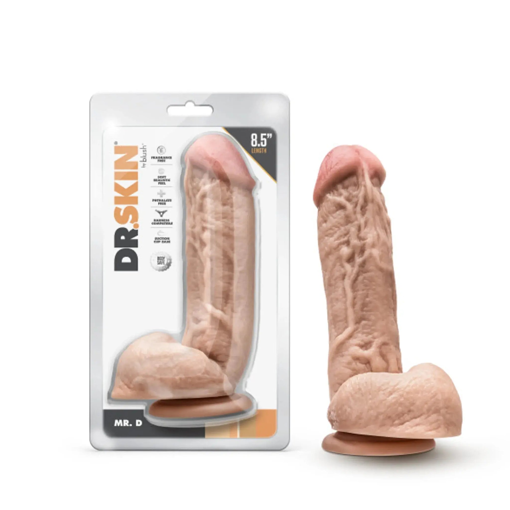 DR. SKIN DR. D 8.5 IN DILDO W/ BALLS BEIGE Blush Novelties