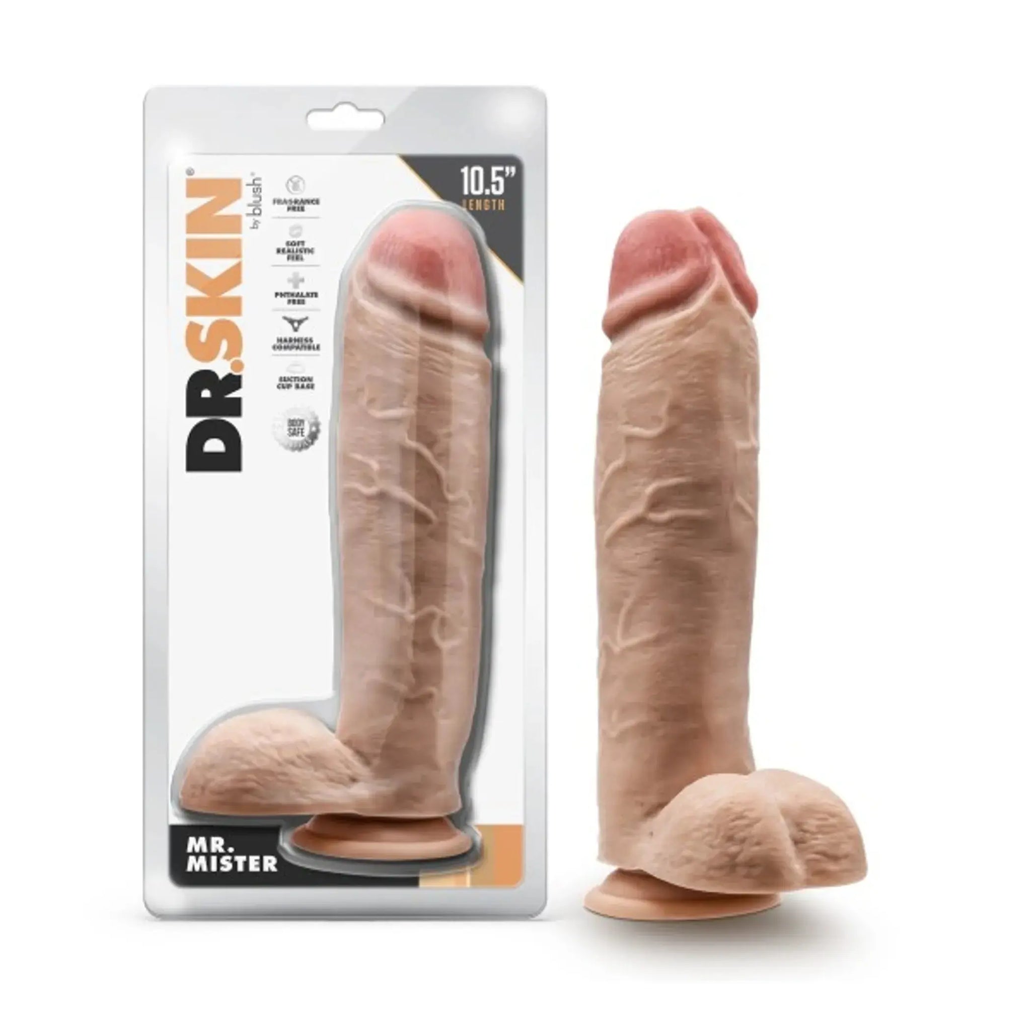 DR. SKIN DR. MISTER 10.5IN DILDO W/ BALLS BEIGE Blush Novelties
