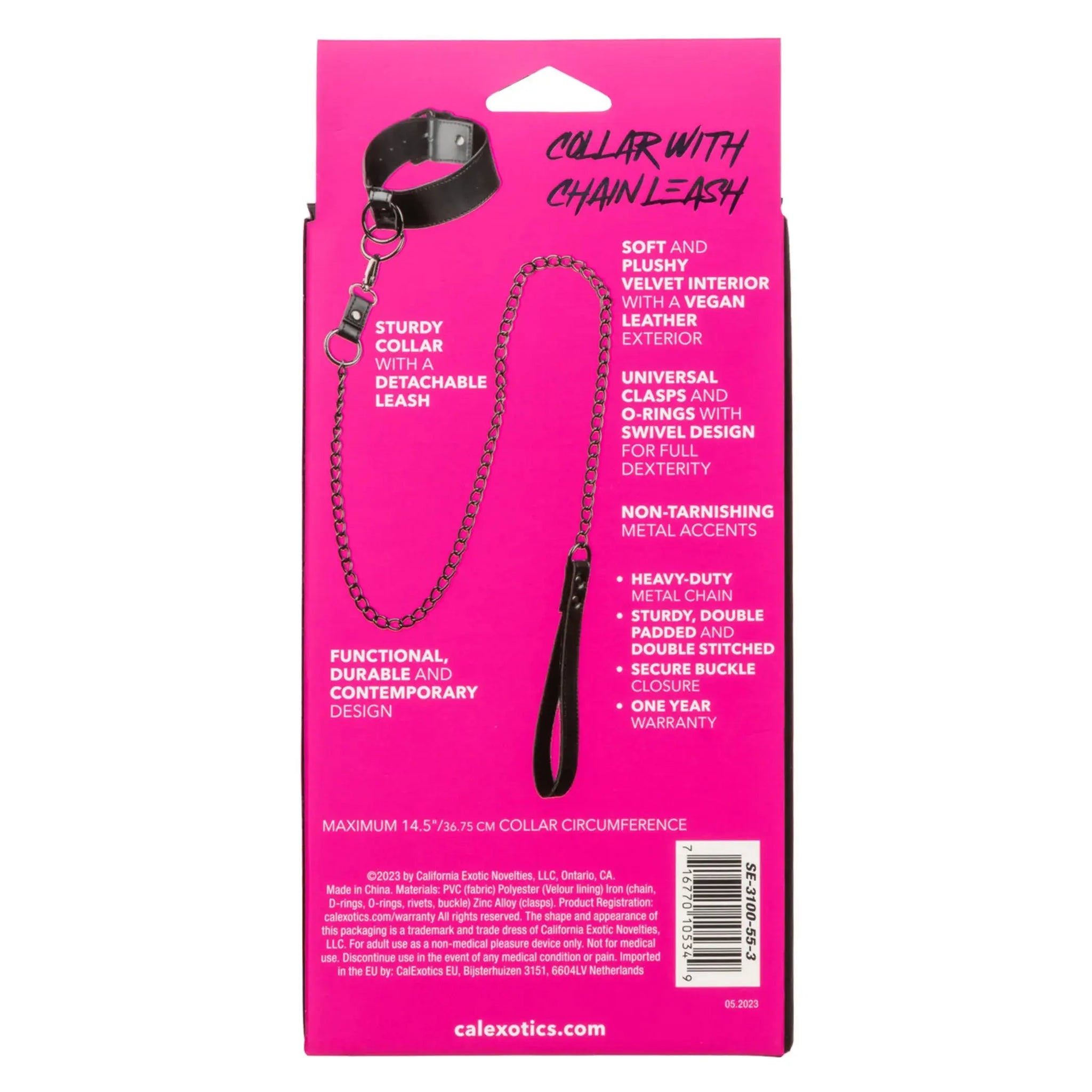 EUPHORIA COLLAR W/ CHAIN LEASH California Exotic Novelties