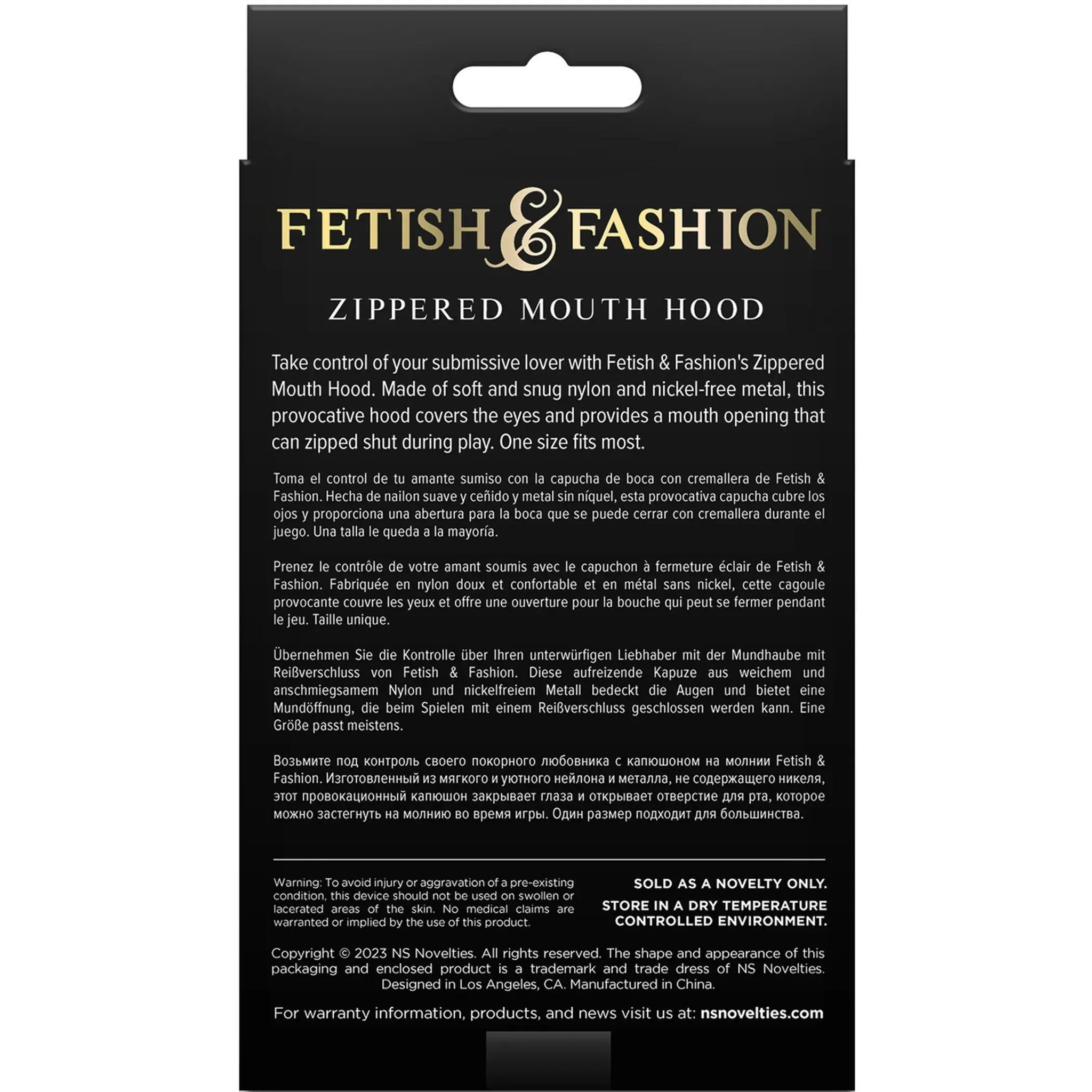 FETISH & FANTASY ZIPPERED MOUTH HOOD BLACK NS Novelties