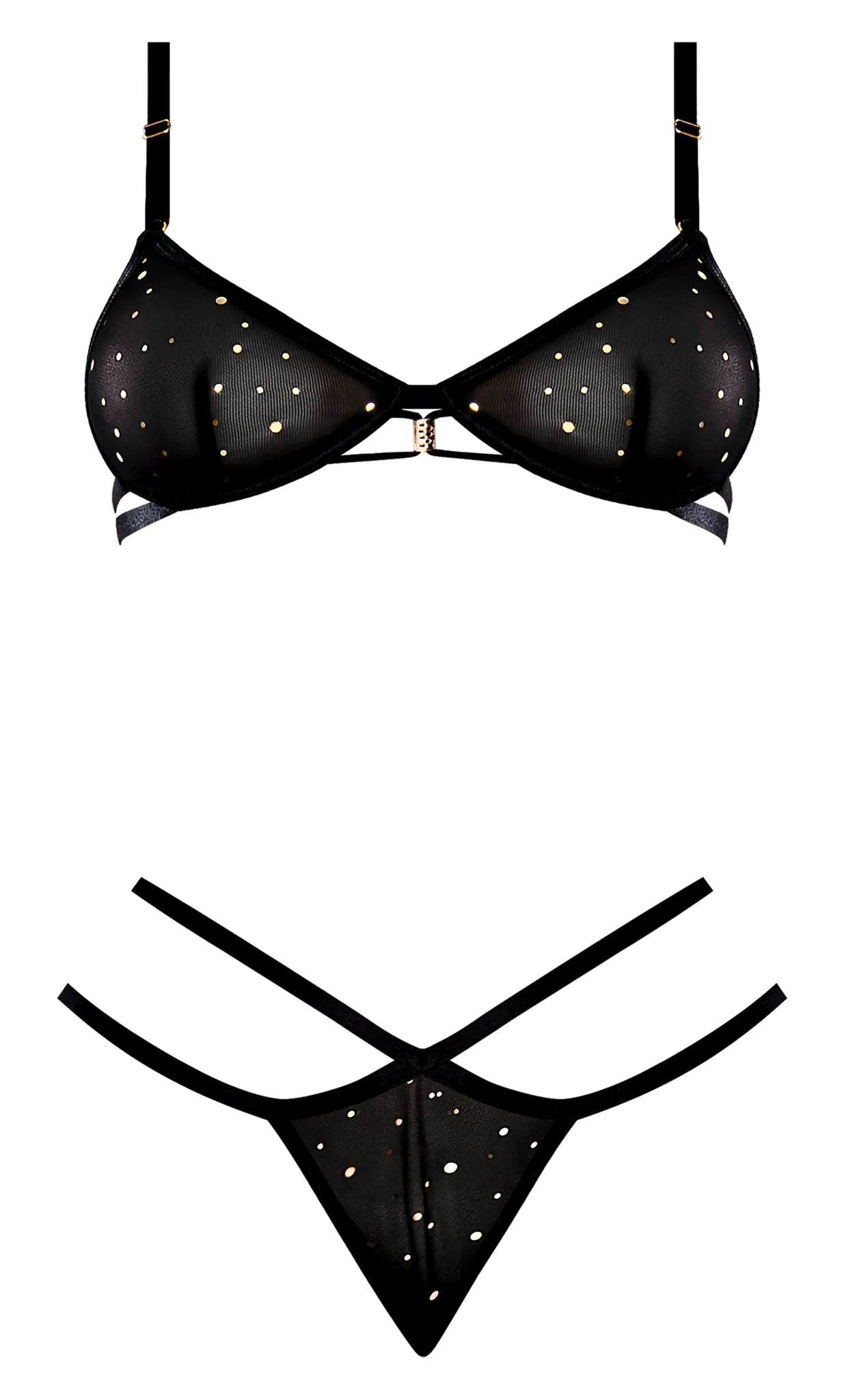 GLITZ & GLAM BRA & THONG SET BLACK Magic Silk Lingerie