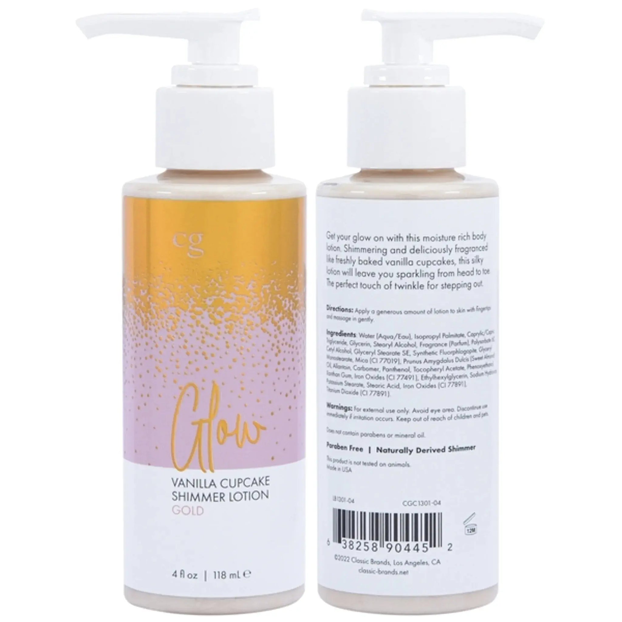 GLOW VANILLA CUPCAKE SHIMMER LOTION GOLD 4 FL OZ Classic Brands