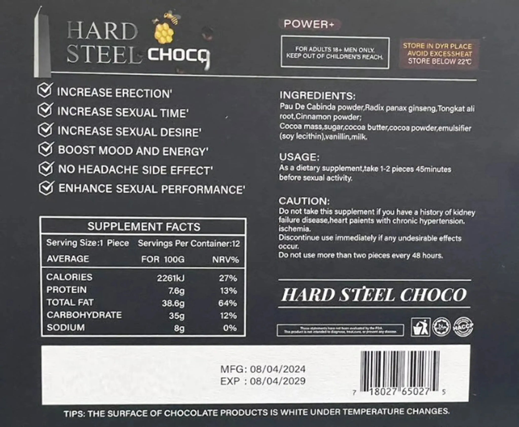 Hard Steel Choco Male Enhancement X 2 Supercore Products Group