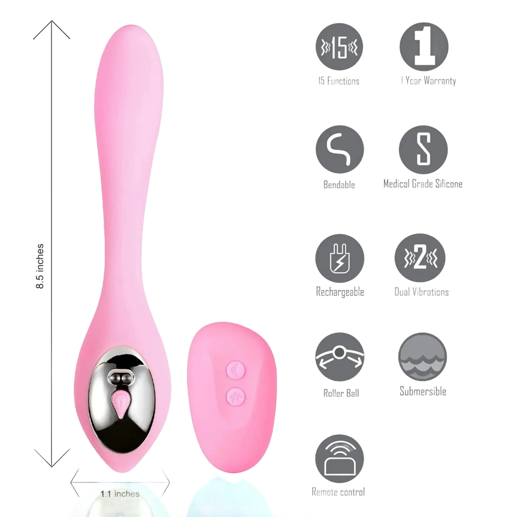 HARMONIE PINK BENDABLE DUAL VIBRATOR W/ REMOTE CONTROL Maia Toys