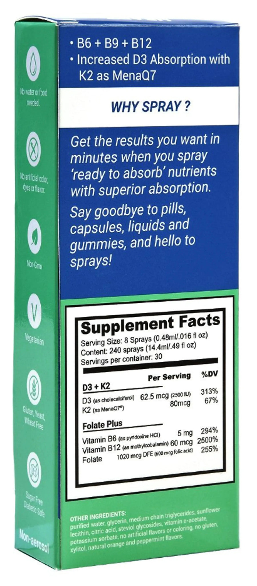 Heart Health Oral Spray Supplement Kit by SpecctraSpray - D3+k2 & Folate Plus SpectraSpray Global