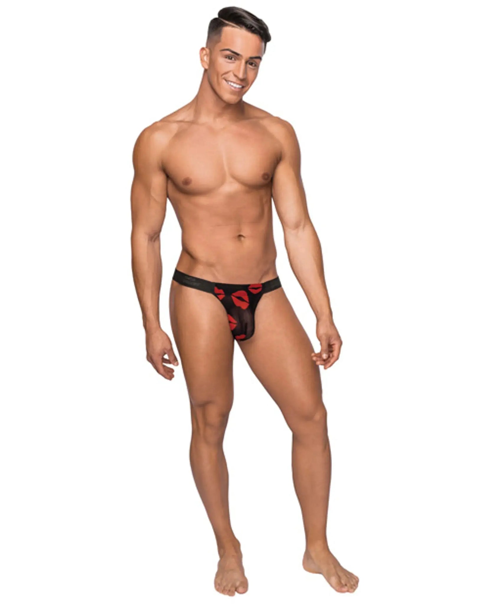 KISS ME MICRO THONG V LIPS PRINT Male Power Lingerie