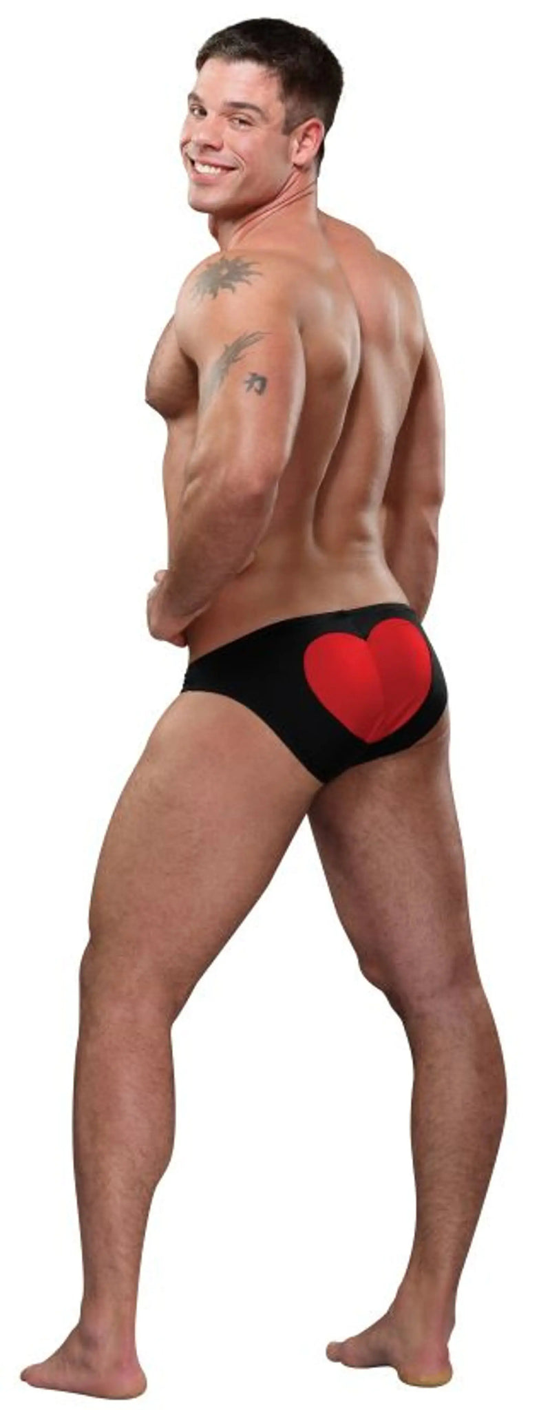 KISS MY HEART BIKINI BLACK O/S Male Power Lingerie