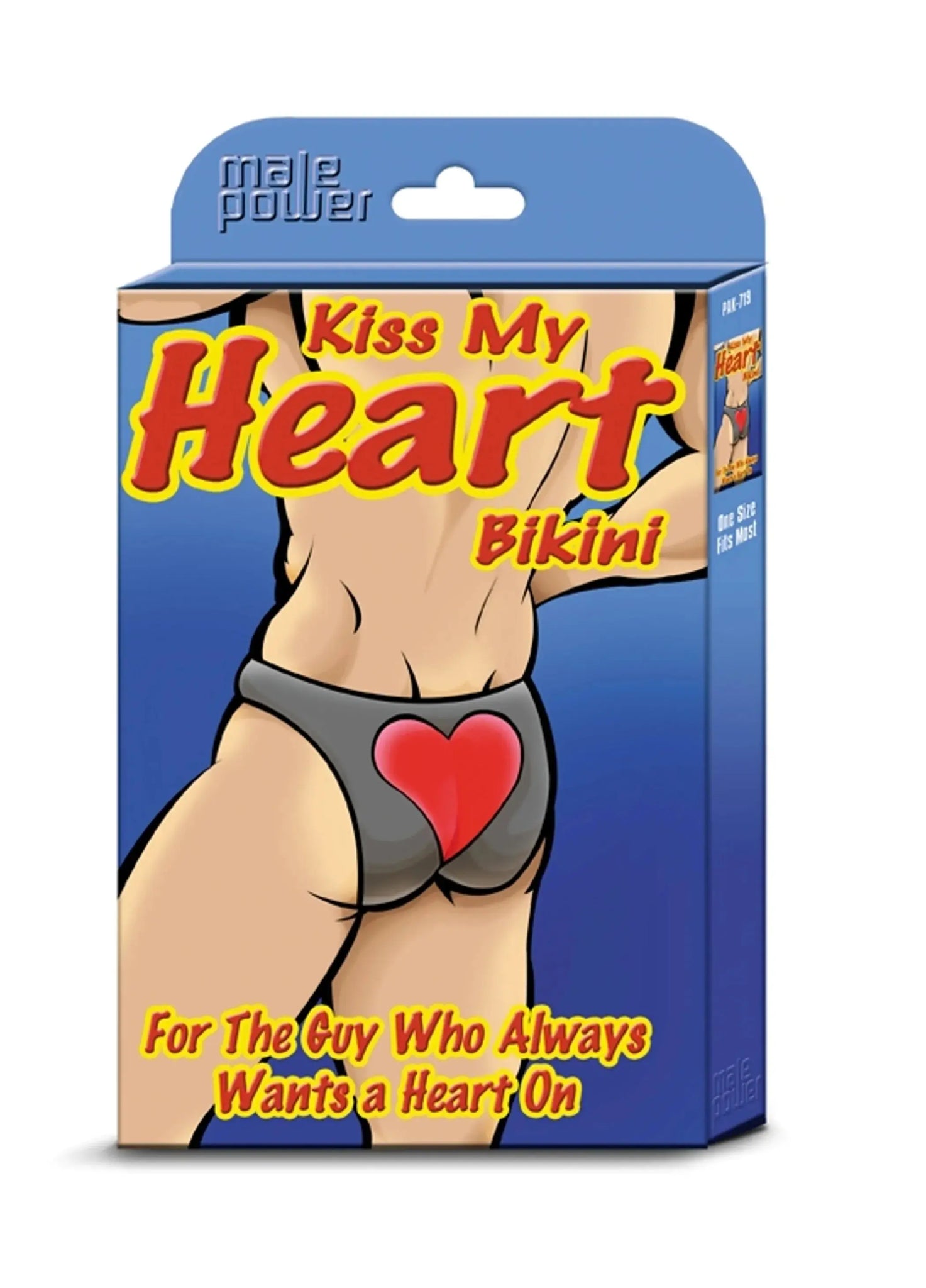 KISS MY HEART BIKINI BLACK O/S Male Power Lingerie