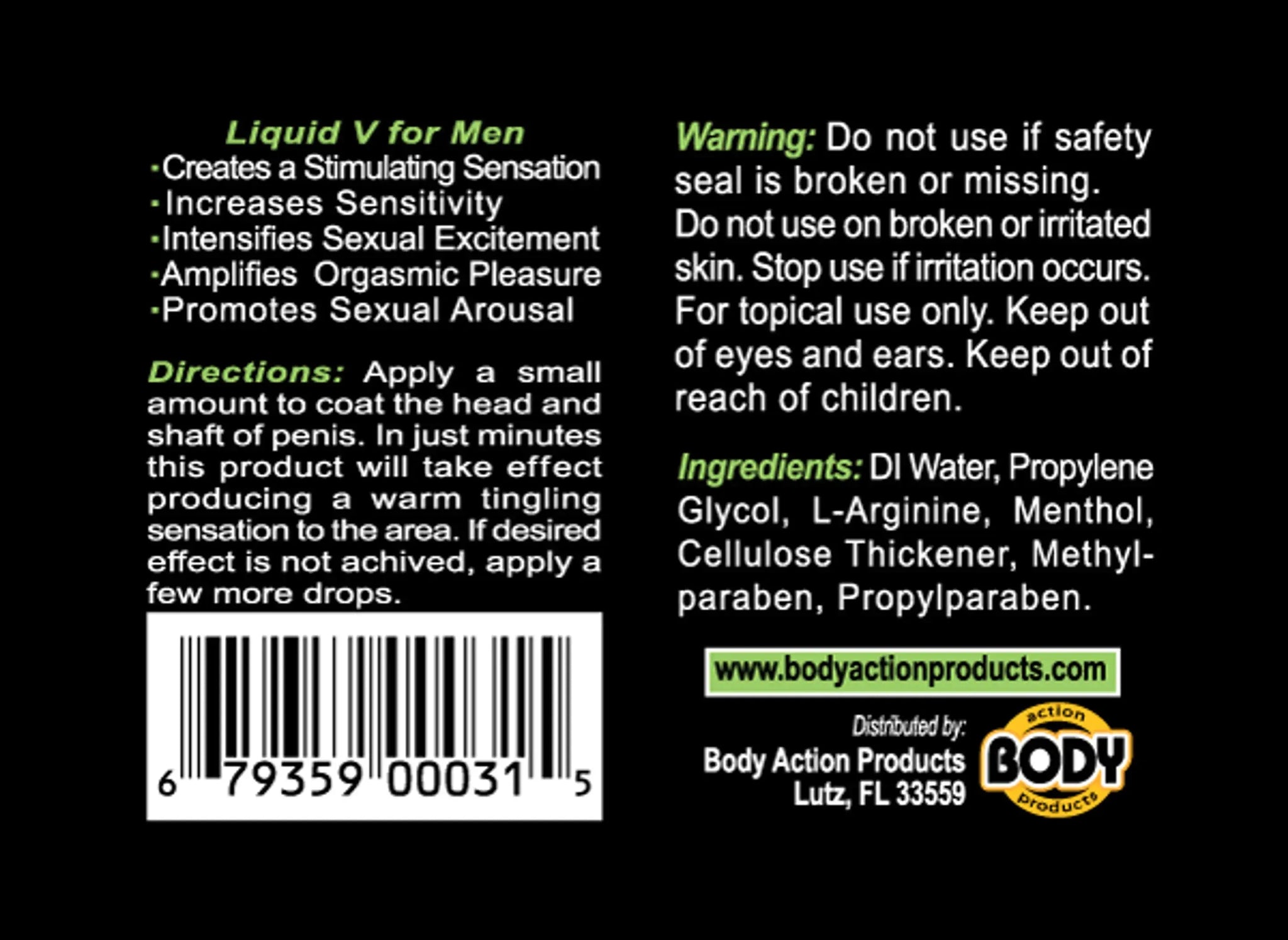 LIQUID V MEN BOTTLE .5 OZ CARDED Body Action Products