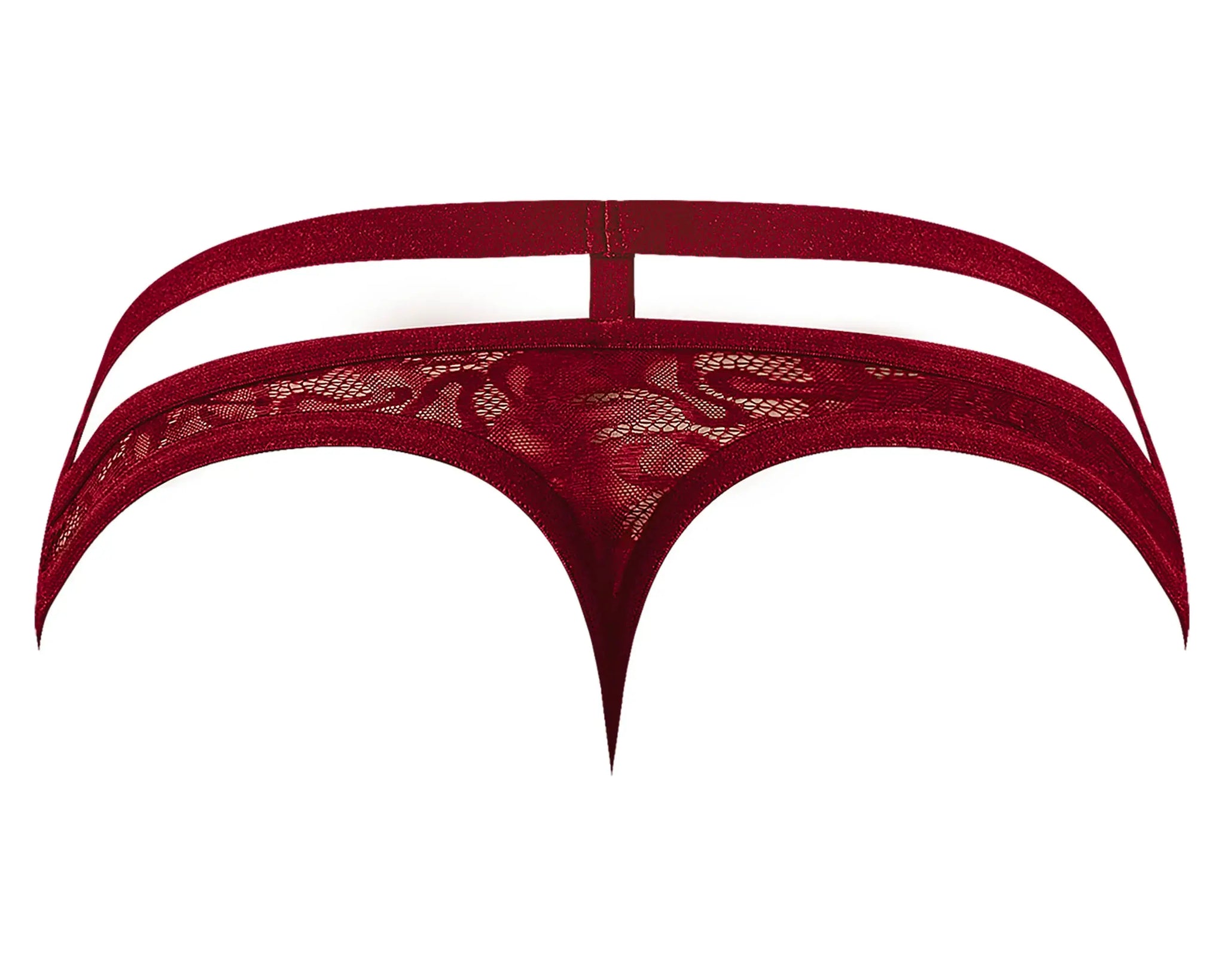 LUCIFER CUTOUT THONG BURGUNDY L/XL Male Power Lingerie