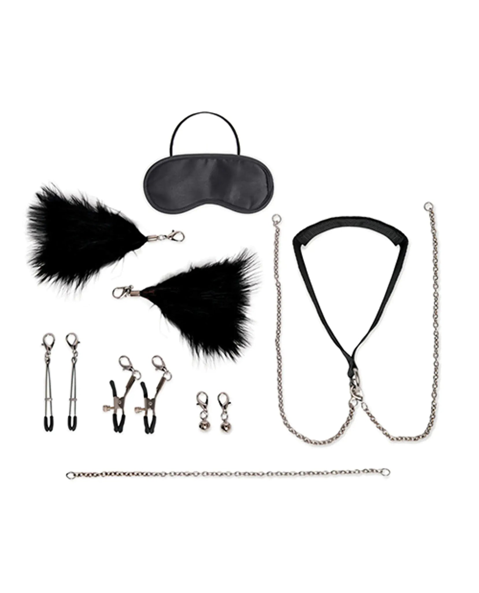 LUX FETISH 12 PC COLLAR & NIPPLE CLIPS SET Electric / Hustler Lingerie