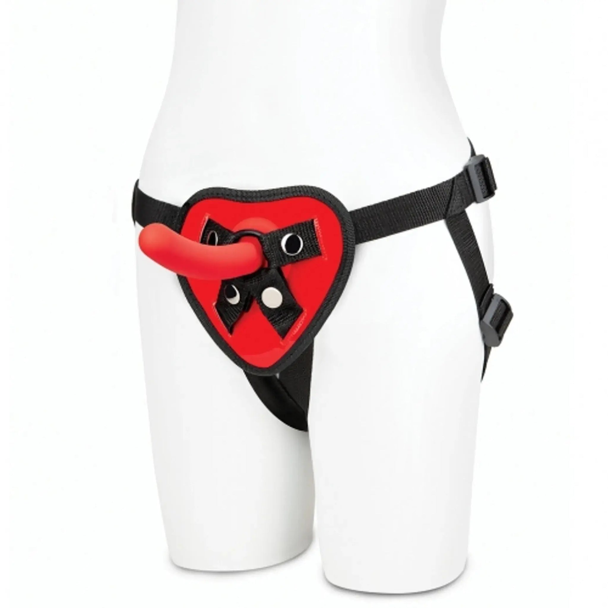 LUX FETISH RED HEART STRAP ON HARNESS & 5IN DILDO SET Electric / Hustler Lingerie