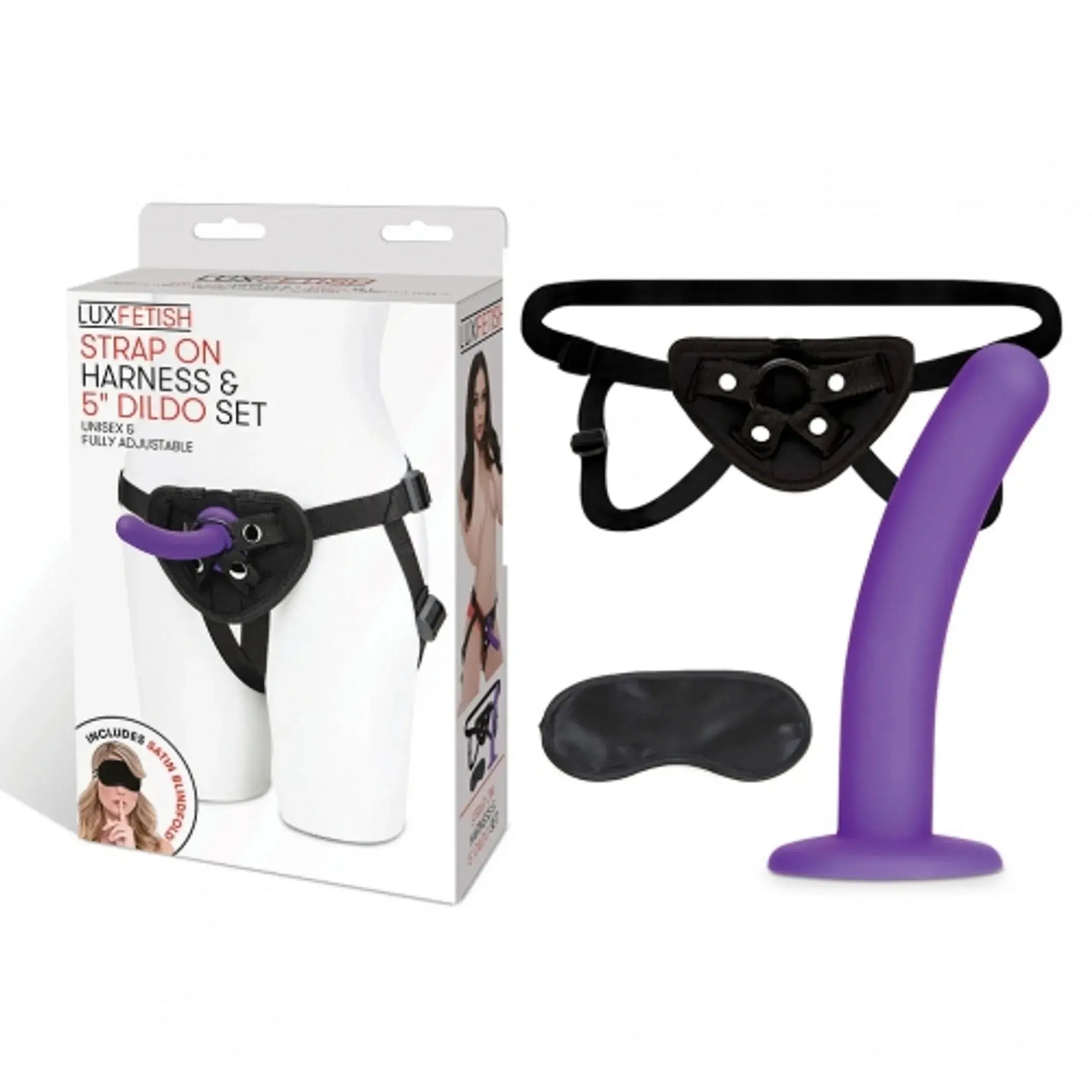 LUX FETISH STRAP ON HARNESS & 5IN DILDO SET Electric / Hustler Lingerie