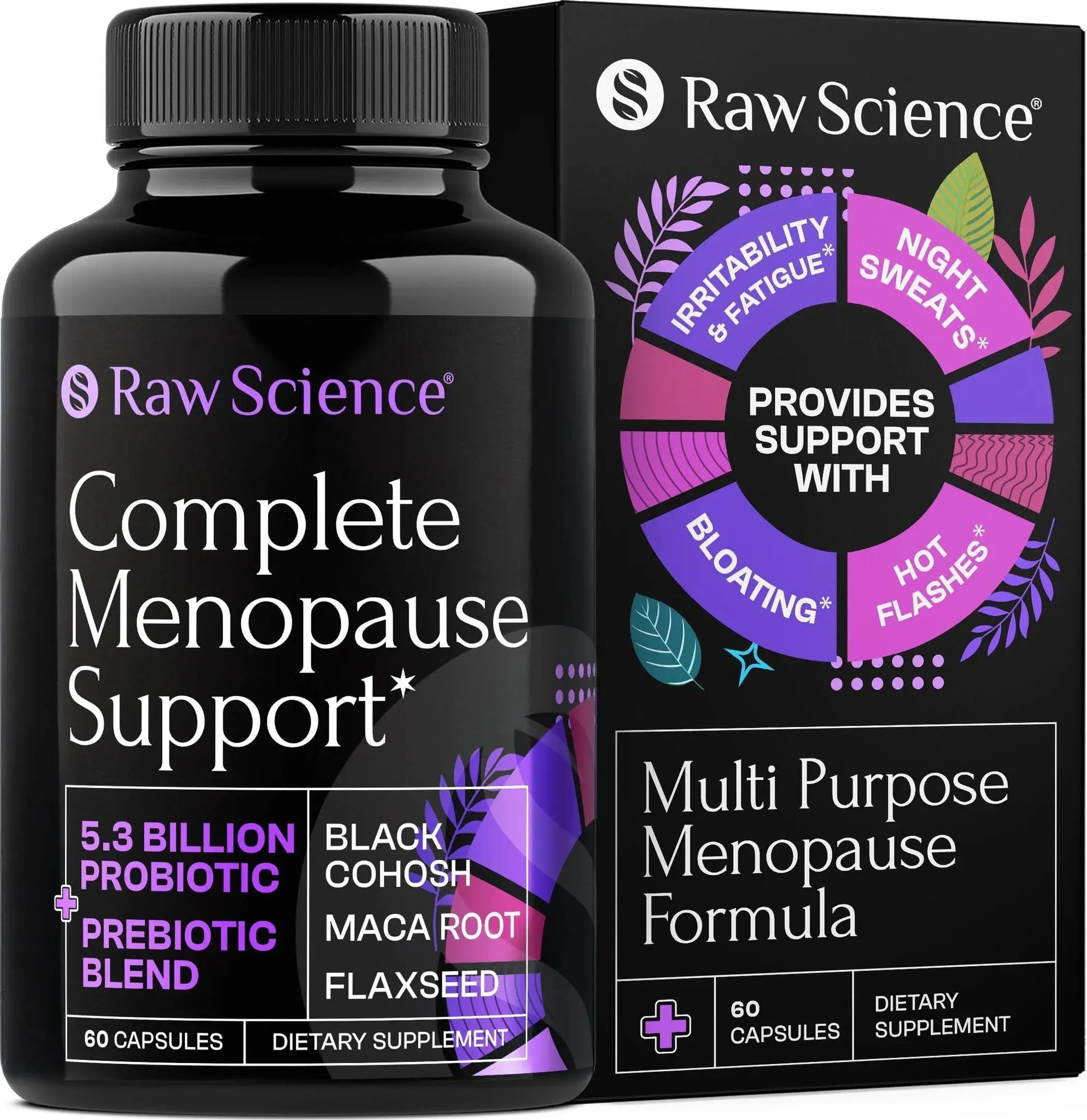 Menopause Supplements for Women Black Cohosh for Menopause Hot Flashes Night Sweats & Hormone Balance with DIM Vitex Dong Quai Red Clover Complete Men S Raw Science