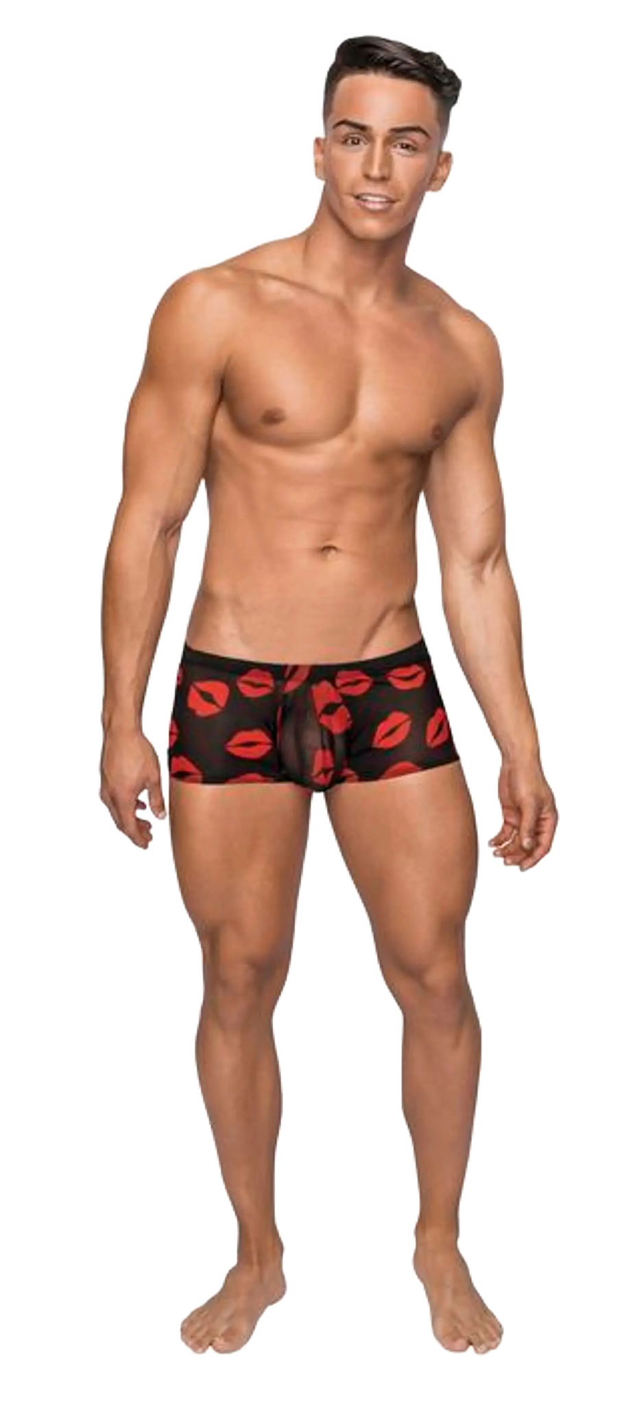 MINI SHORT SHEER LIPS BLACK Male Power Lingerie