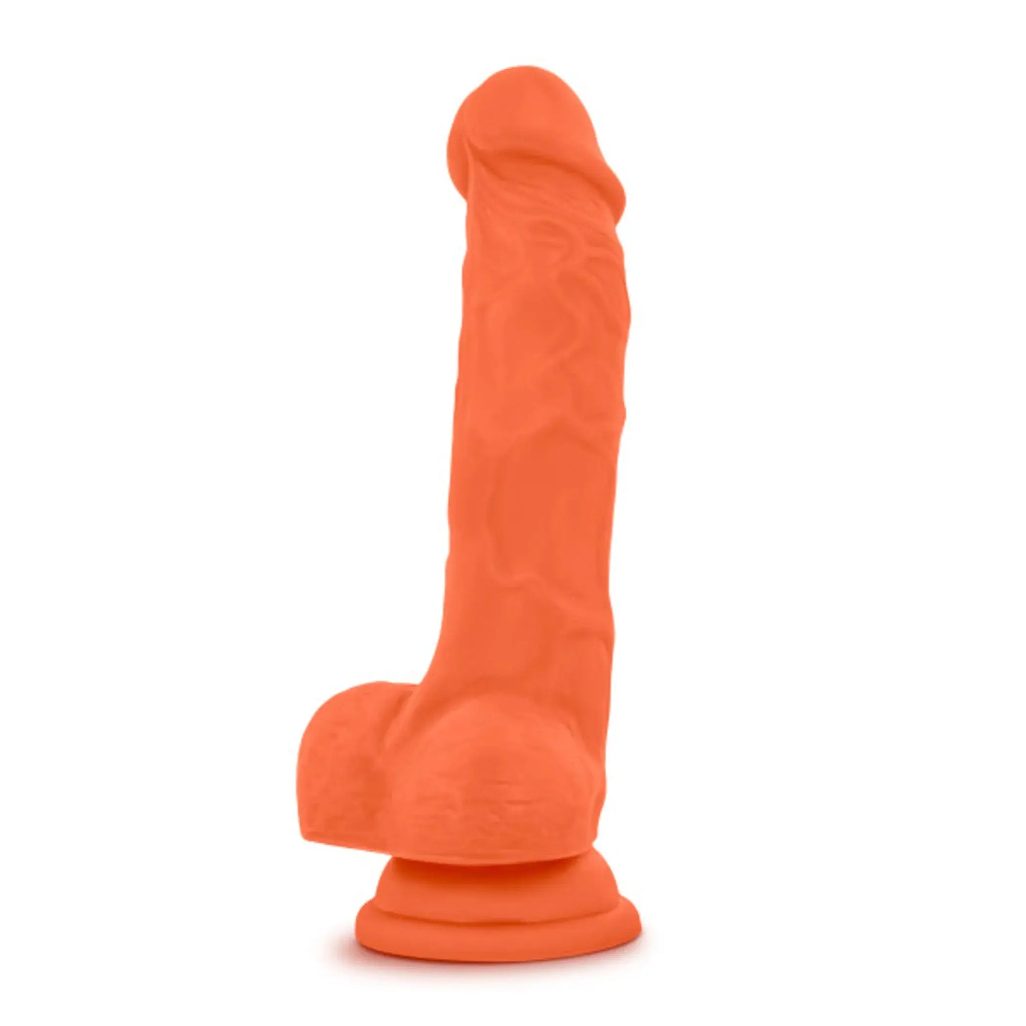 NEO ELITE 7.5IN SILICONE DUAL DENSITY COCK W/ BALLS NEON ORANGE Blush Novelties