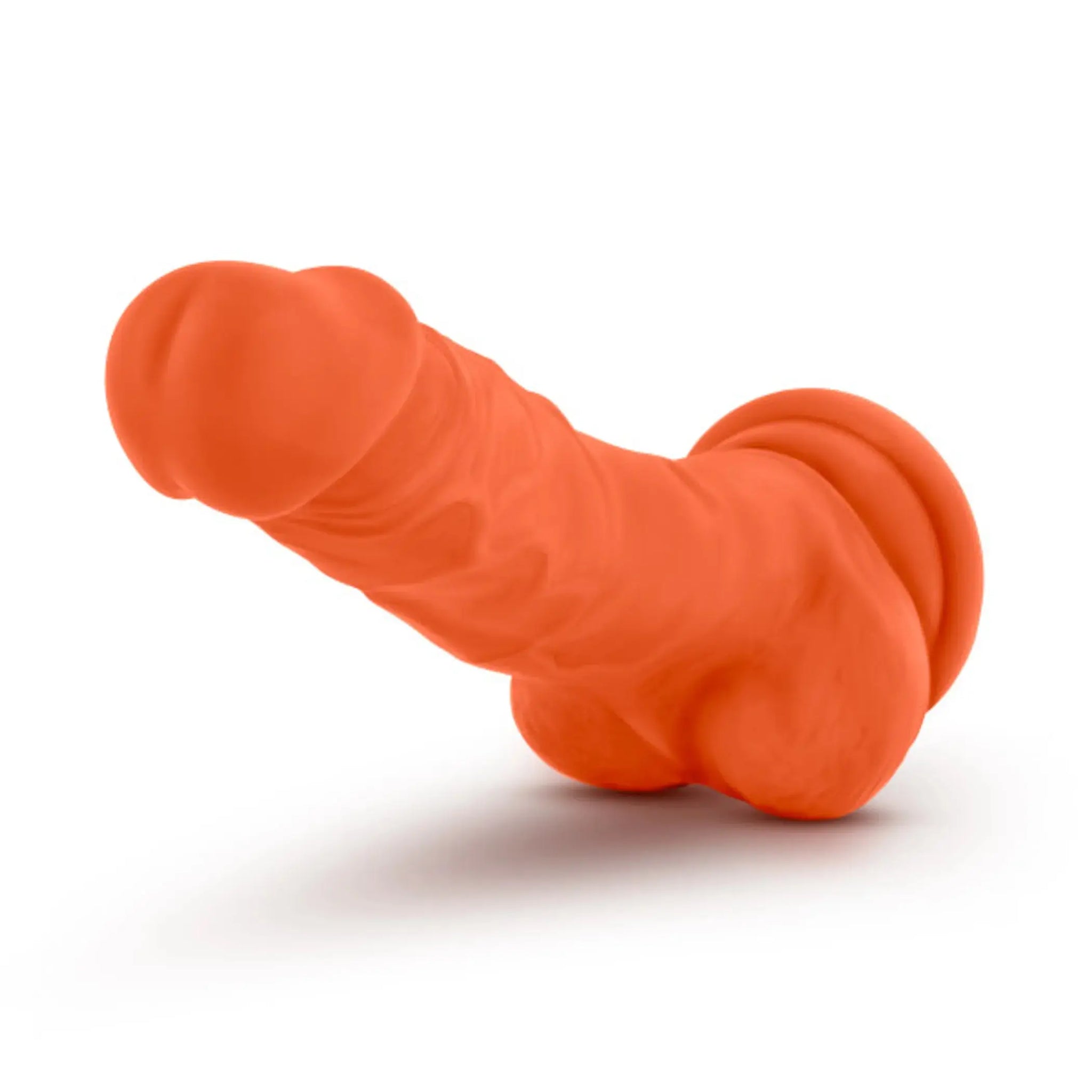 NEO ELITE 7.5IN SILICONE DUAL DENSITY COCK W/ BALLS NEON ORANGE Blush Novelties