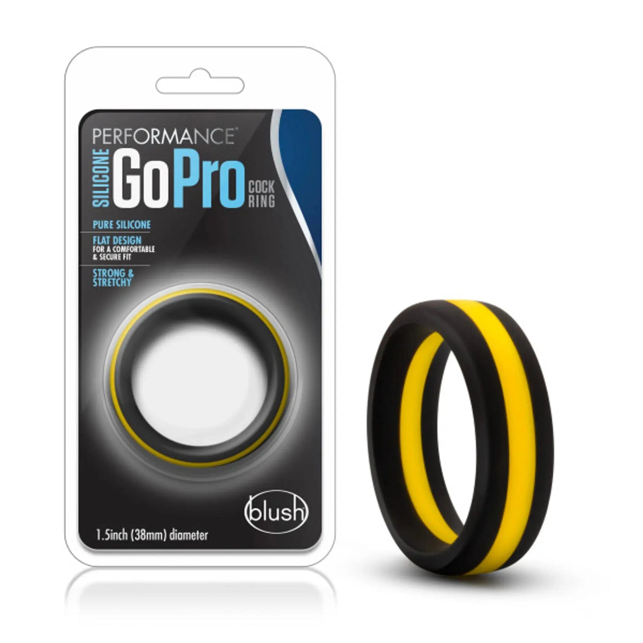 PERFORMANCE SILICONE GO PRO COCK RING BLACK/GOLD/BLACK Blush Novelties