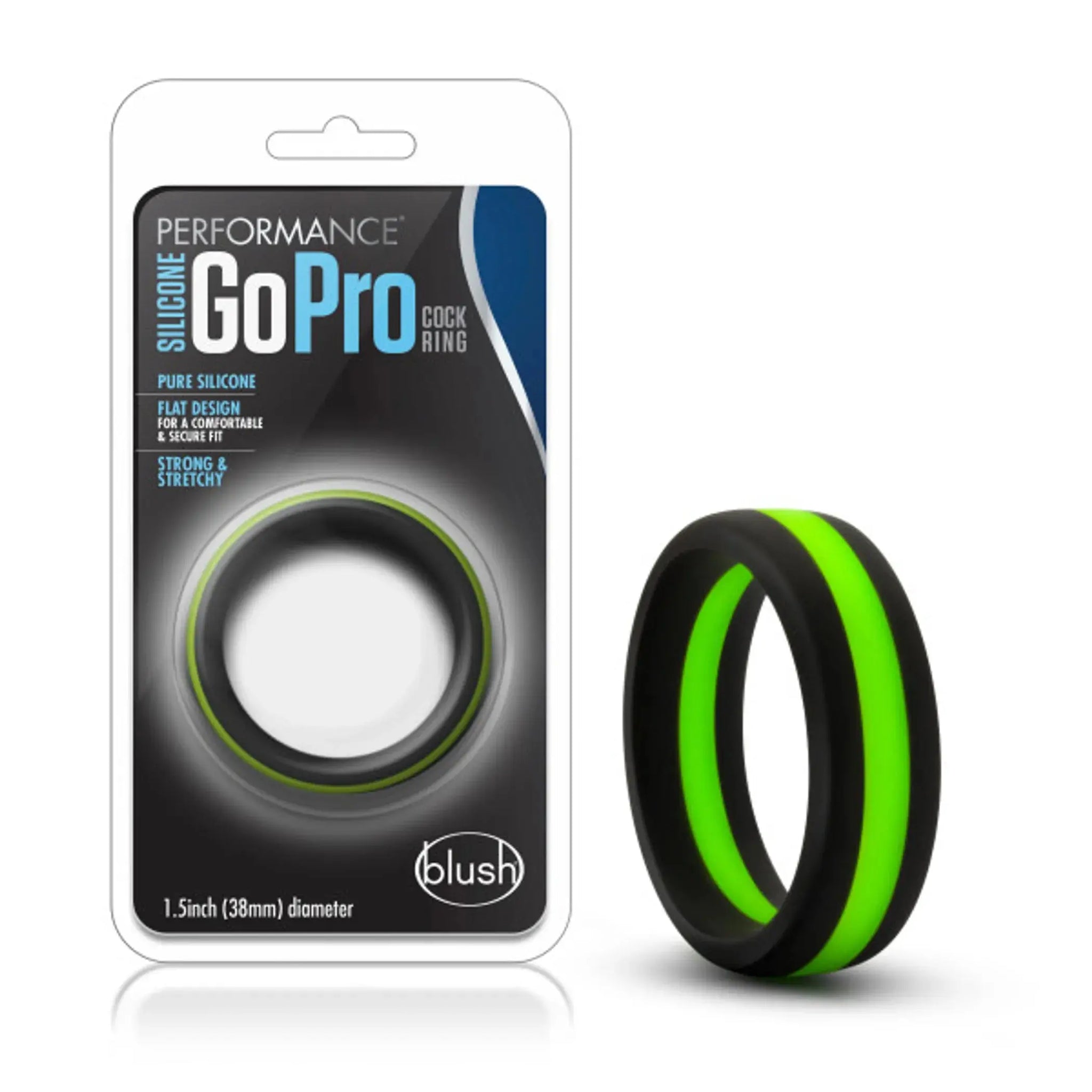 PERFORMANCE SILICONE GO PRO COCK RING BLACK/GREEN/BLACK Blush Novelties