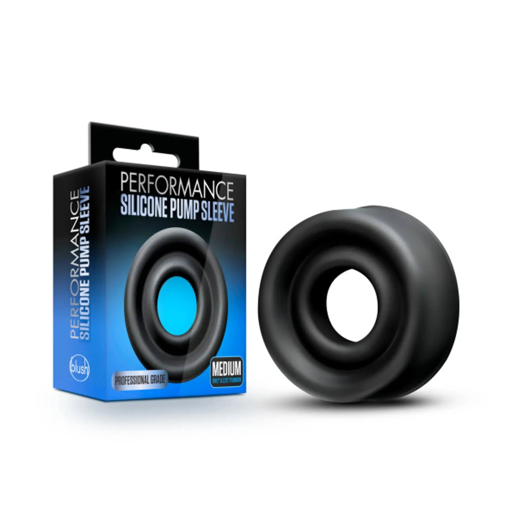 PERFORMANCE SILICONE PUMP SLEEVE MEDIUM BLACK Blush Novelties