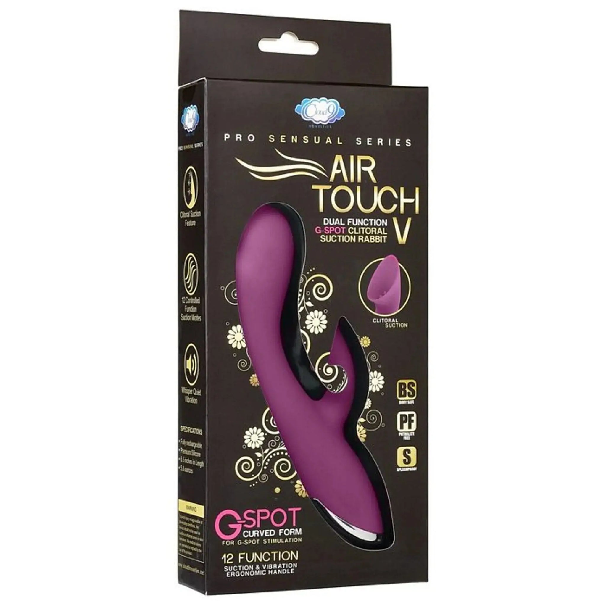 PRO SENSUAL AIR TOUCH V G SPOT DUAL FUNCTION CLITORAL SUCTION RABBIT Cloud 9 Novelties