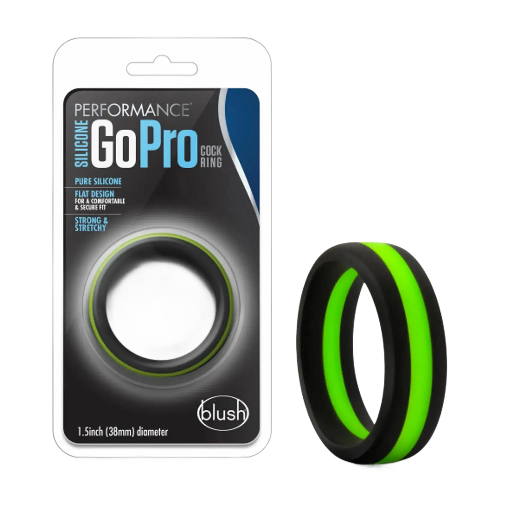PERFORMANCE SILICONE GO PRO COCK RING BLACK/GREEN/BLACK Blush Novelties