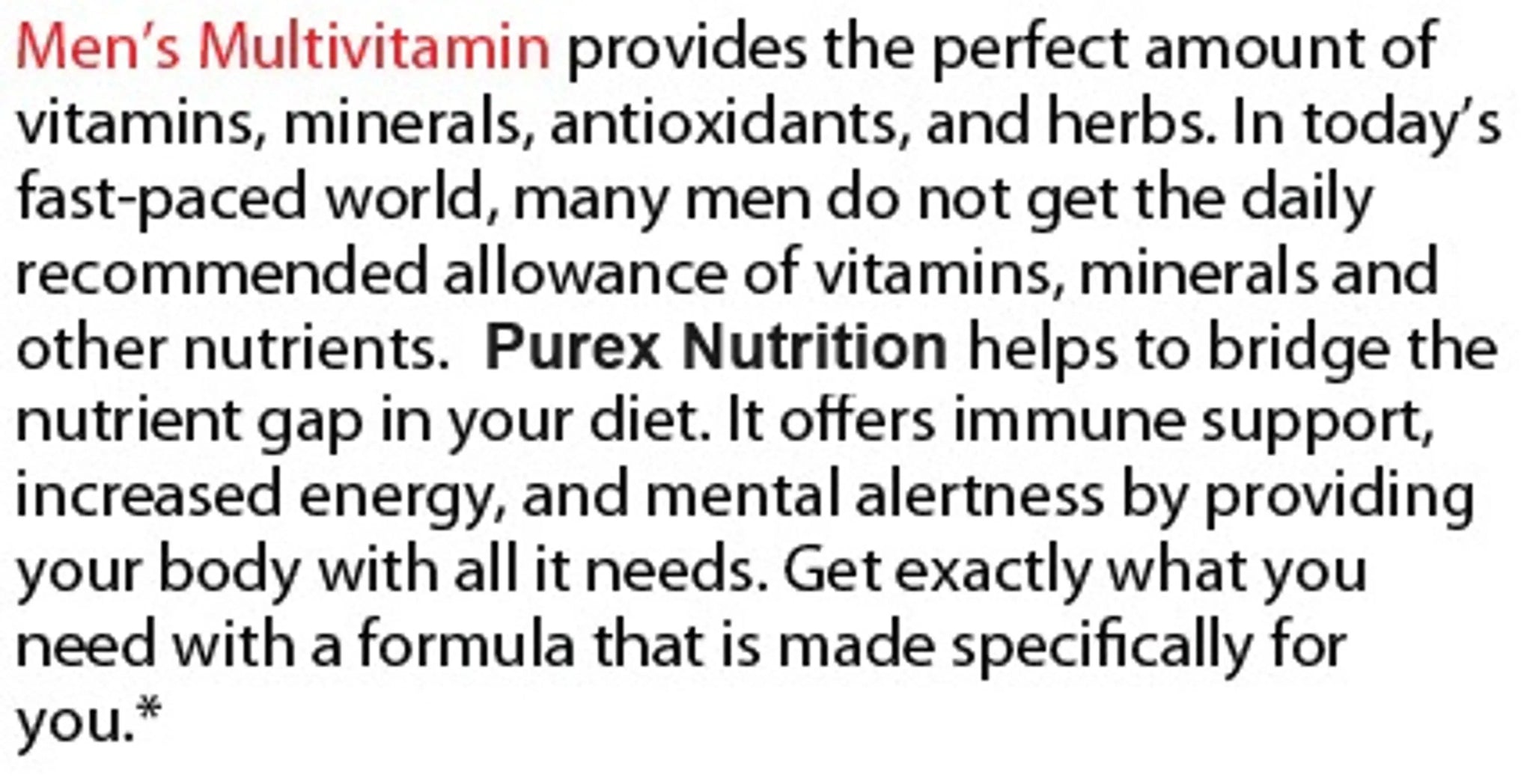 Pure Multivitamins - Mens Purex Nutrition
