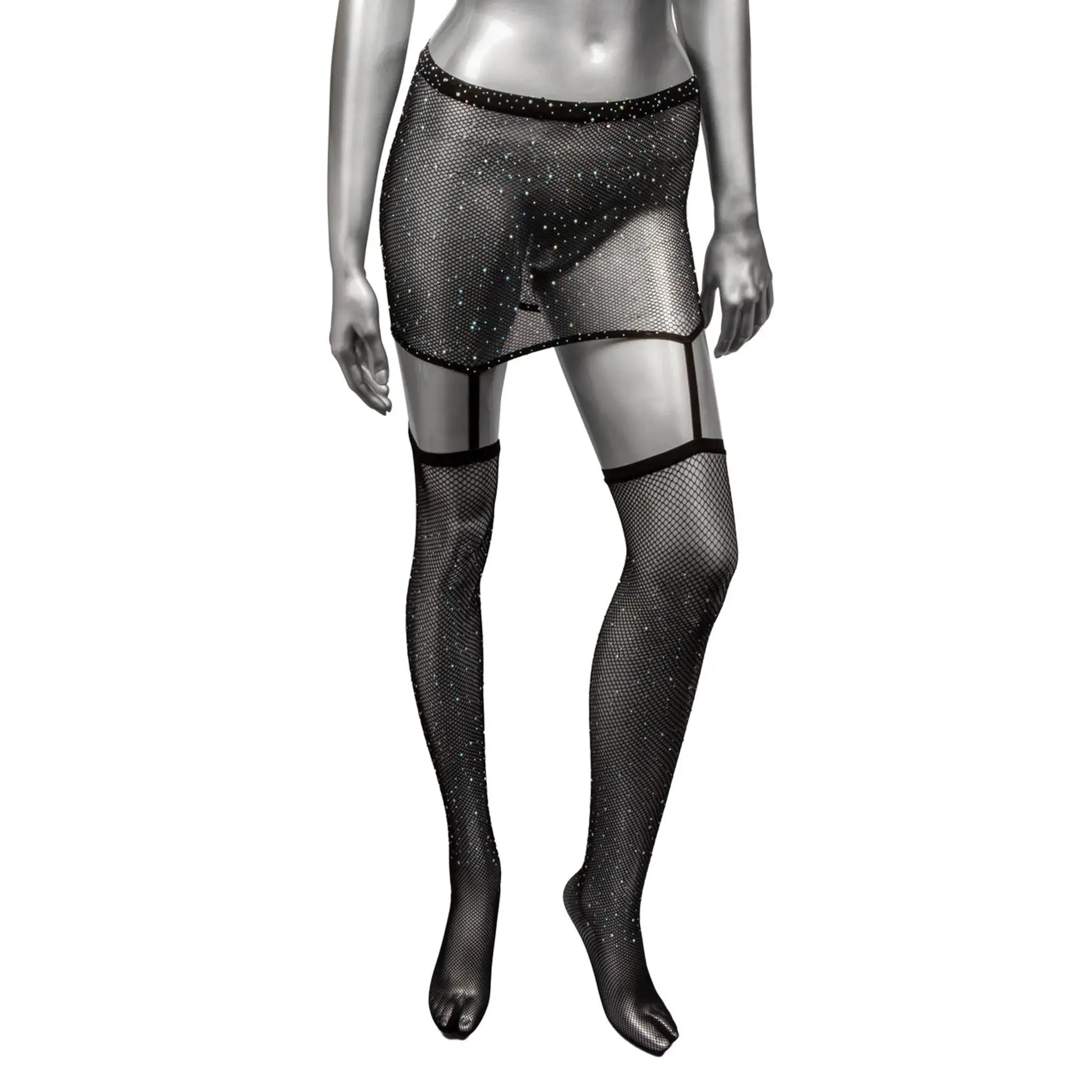 RADIANCE PLUS SIZE 1PC GARTER SKIRT W/ THIGH HIGHS California Exotic Novelties