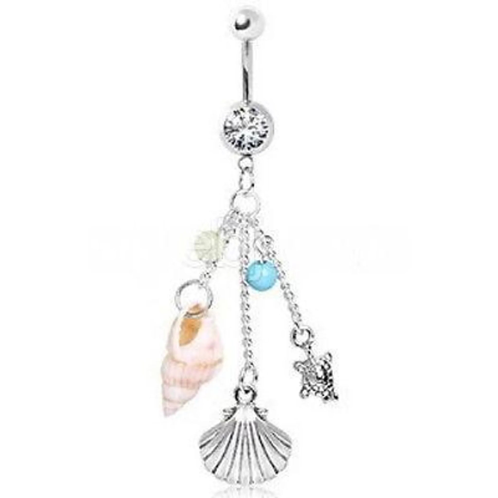 Beach Charms Dangle Navel Ring 10 mm, 14g