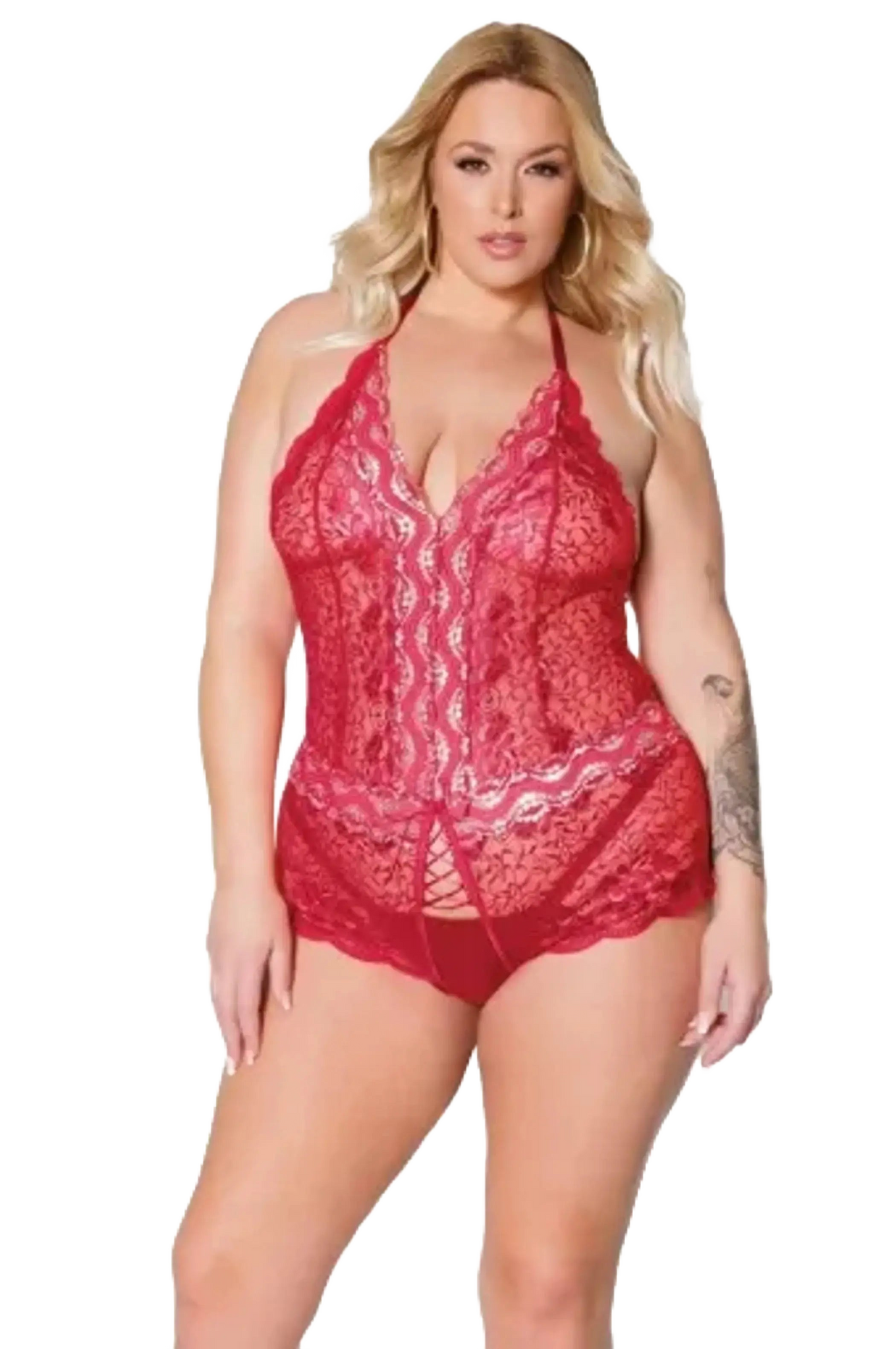 Coquette Crotchless Teddy - Color: Red | Pack Of: 1 | Style: Clothing Coquette
