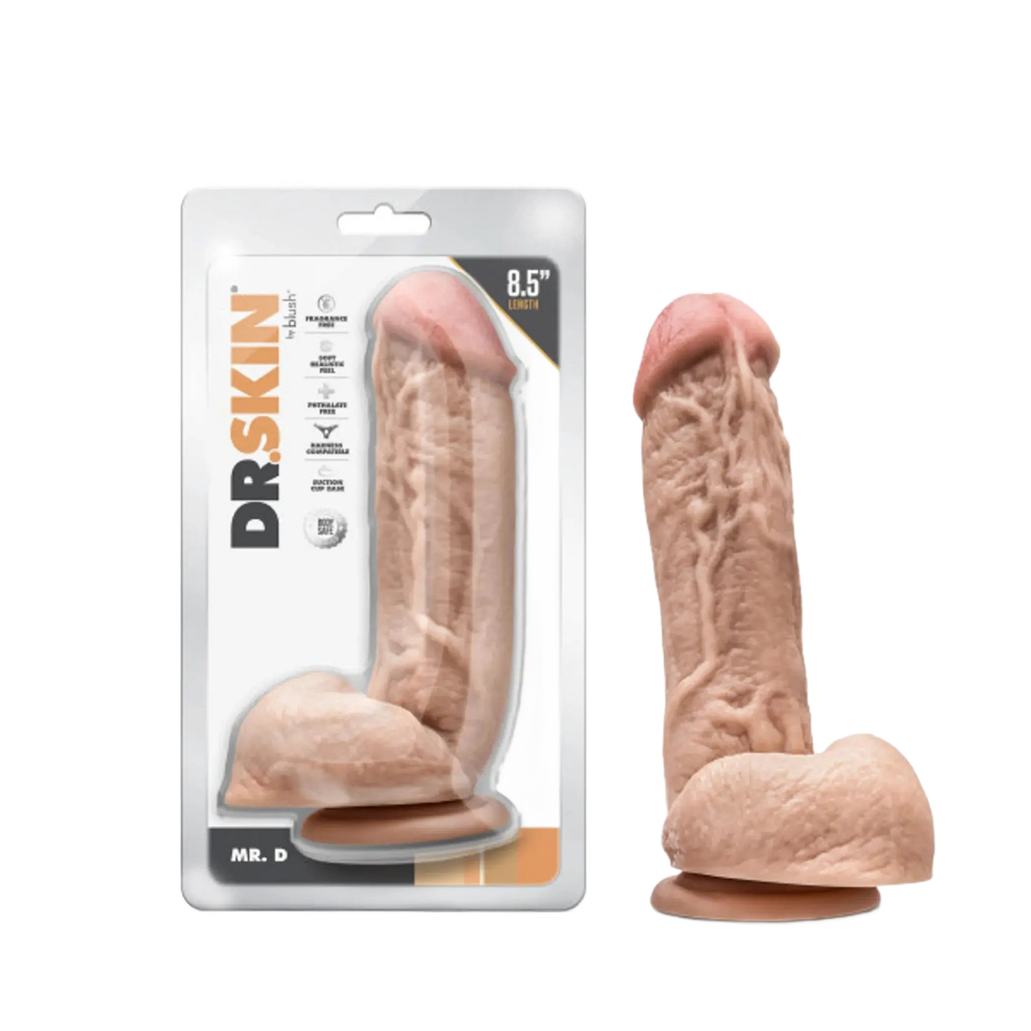 DR. SKIN DR. D 8.5 IN DILDO W/ BALLS BEIGE Blush Novelties