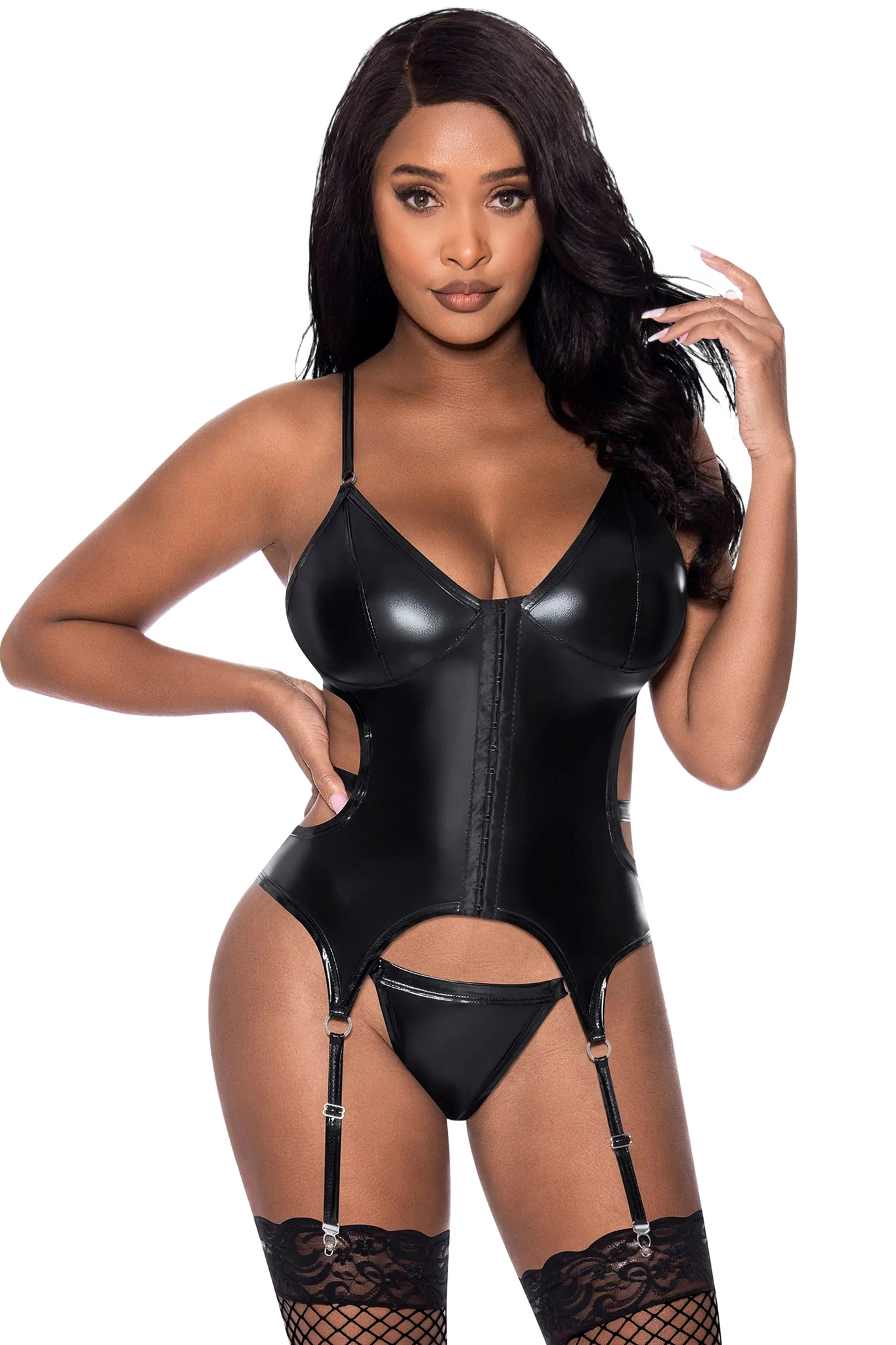 CLUB CANDY BASQUE & CHEEKY PANTY BLACK Magic Silk Lingerie