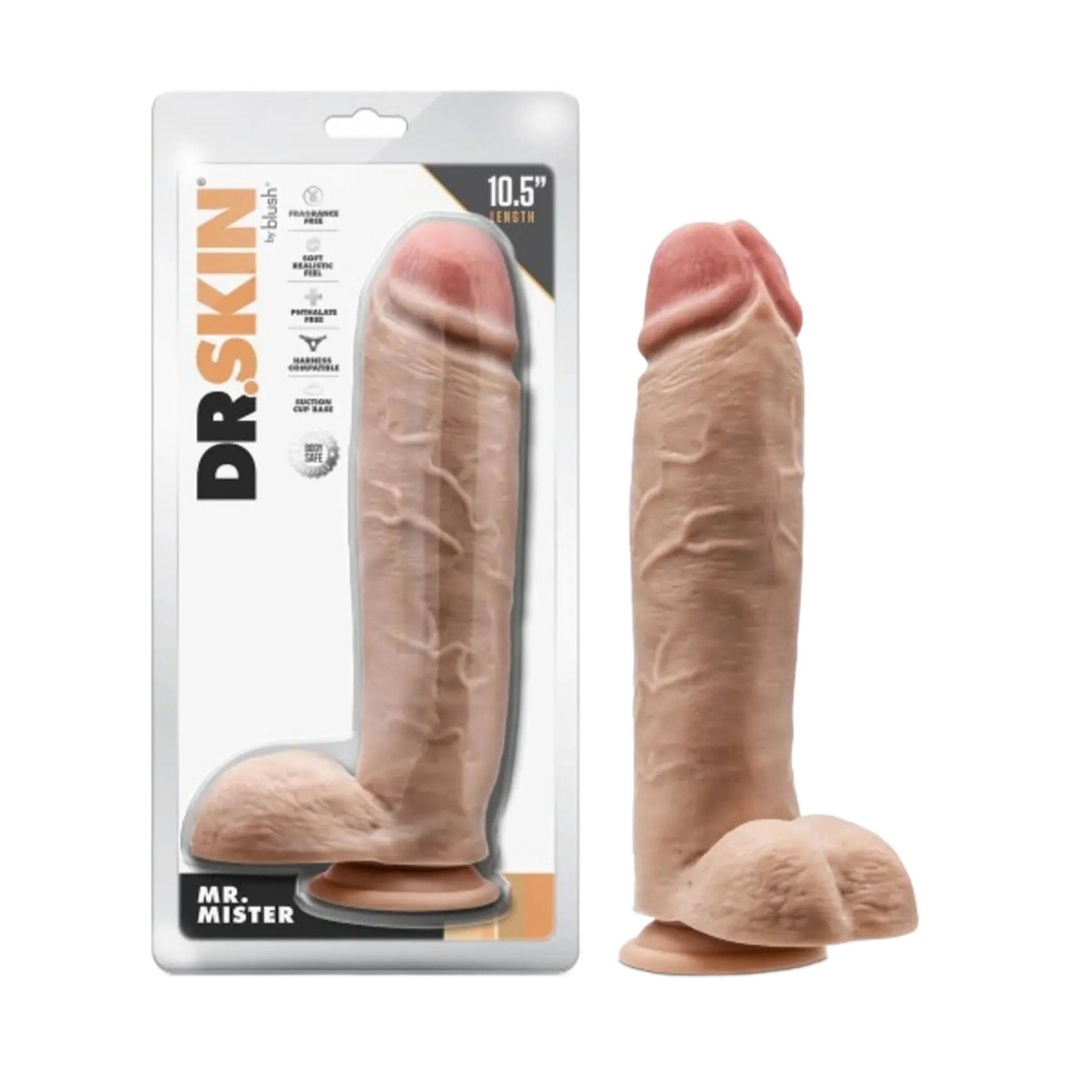 DR. SKIN DR. MISTER 10.5IN DILDO W/ BALLS BEIGE Blush Novelties
