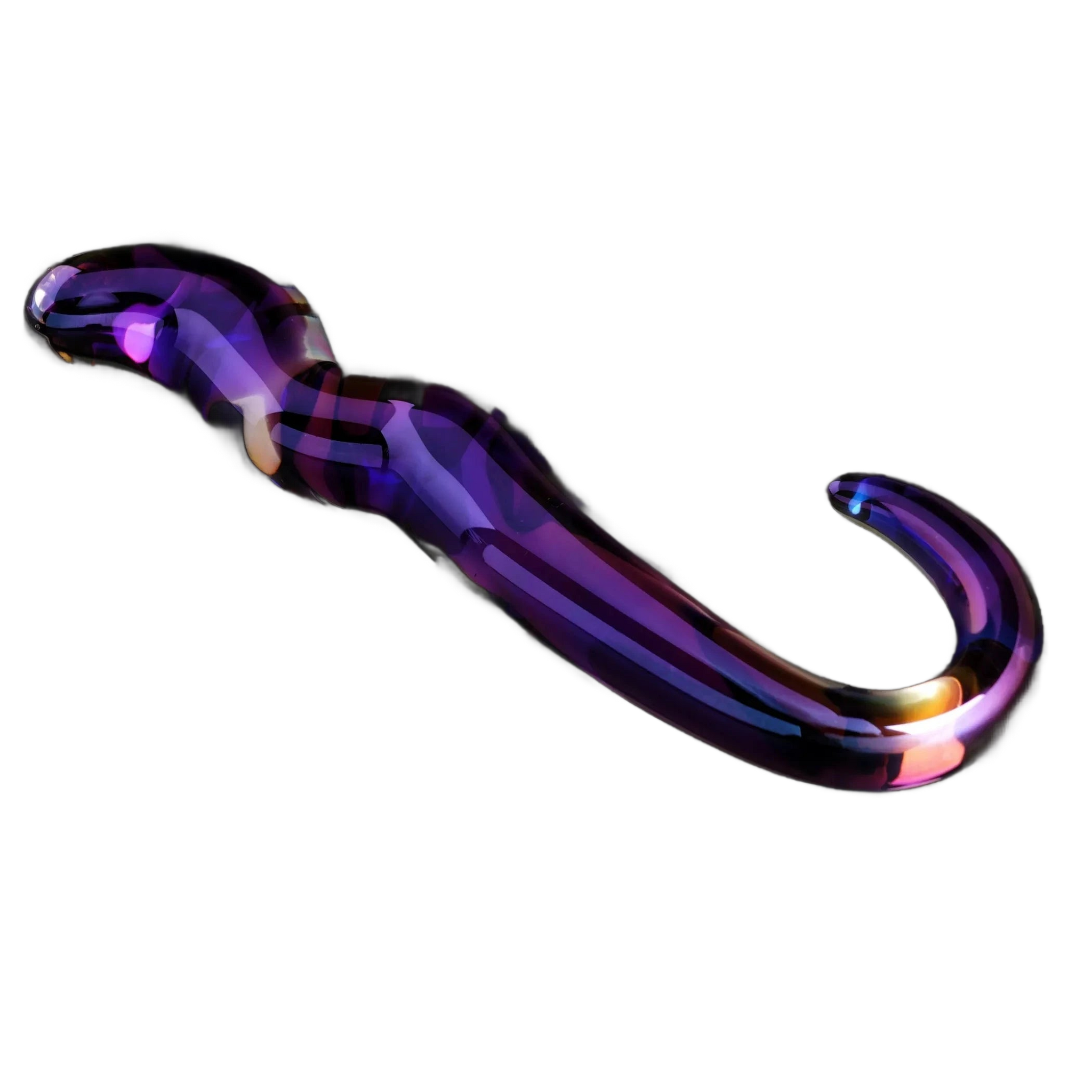 Blue Flame Color Curved Glass Dildo OEJ