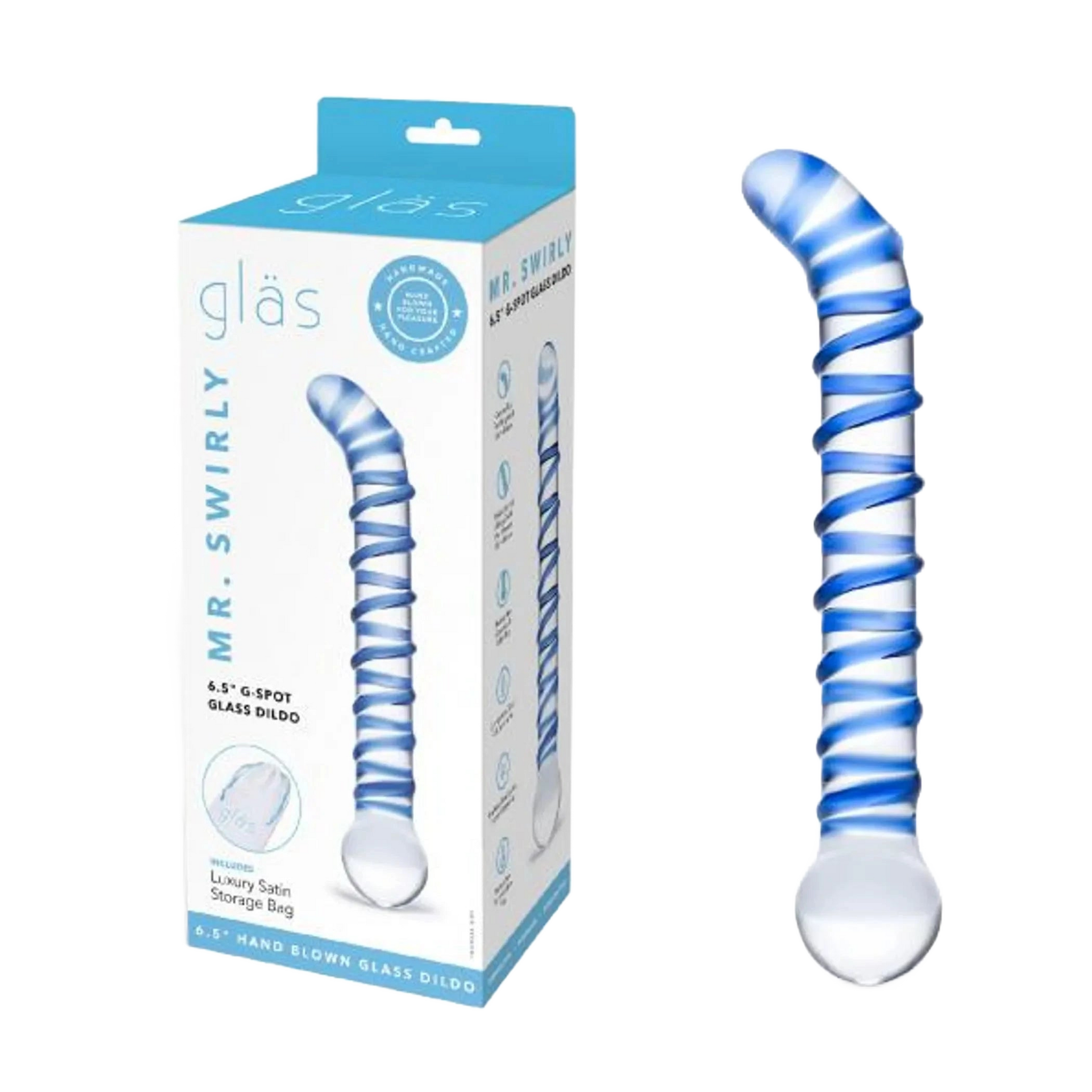 GLAS MR. SWIRLY 6.5 G-SPOT GLASS DILDO " Electric / Hustler Lingerie