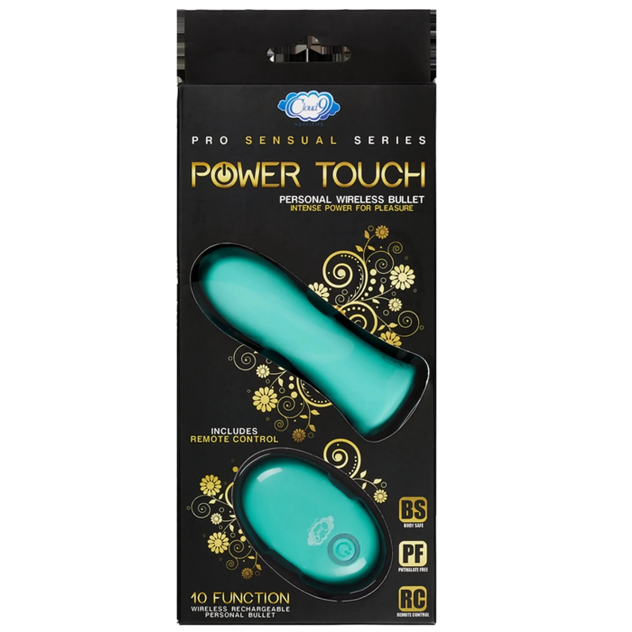 PRO SENSUAL POWER TOUCH BULLET W/ REMOTE CONTROL TEAL Cloud 9 Novelties