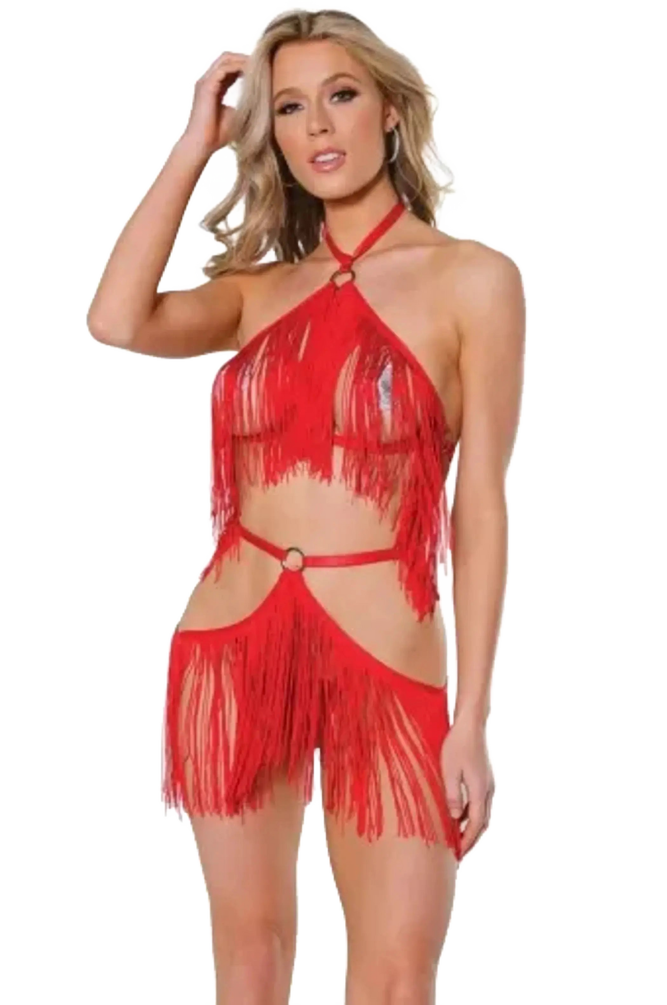 Coquette Fringe Harness and Crotchless Panty Coquette