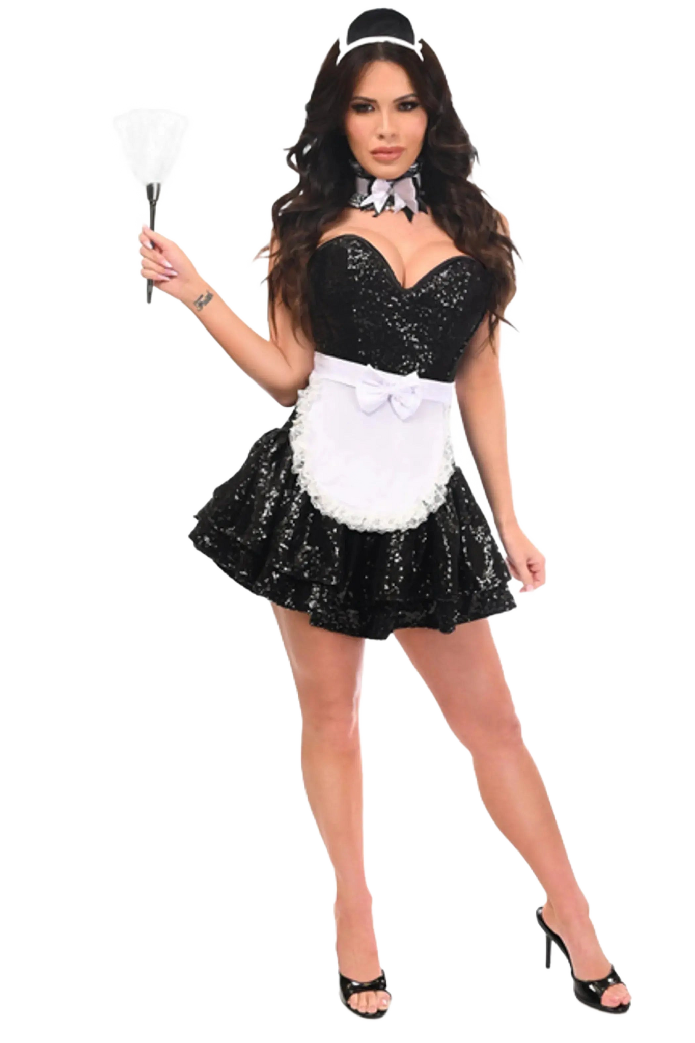 Top Drawer 5 PC Sequin French Maid Corset Costume Daisy Corsets
